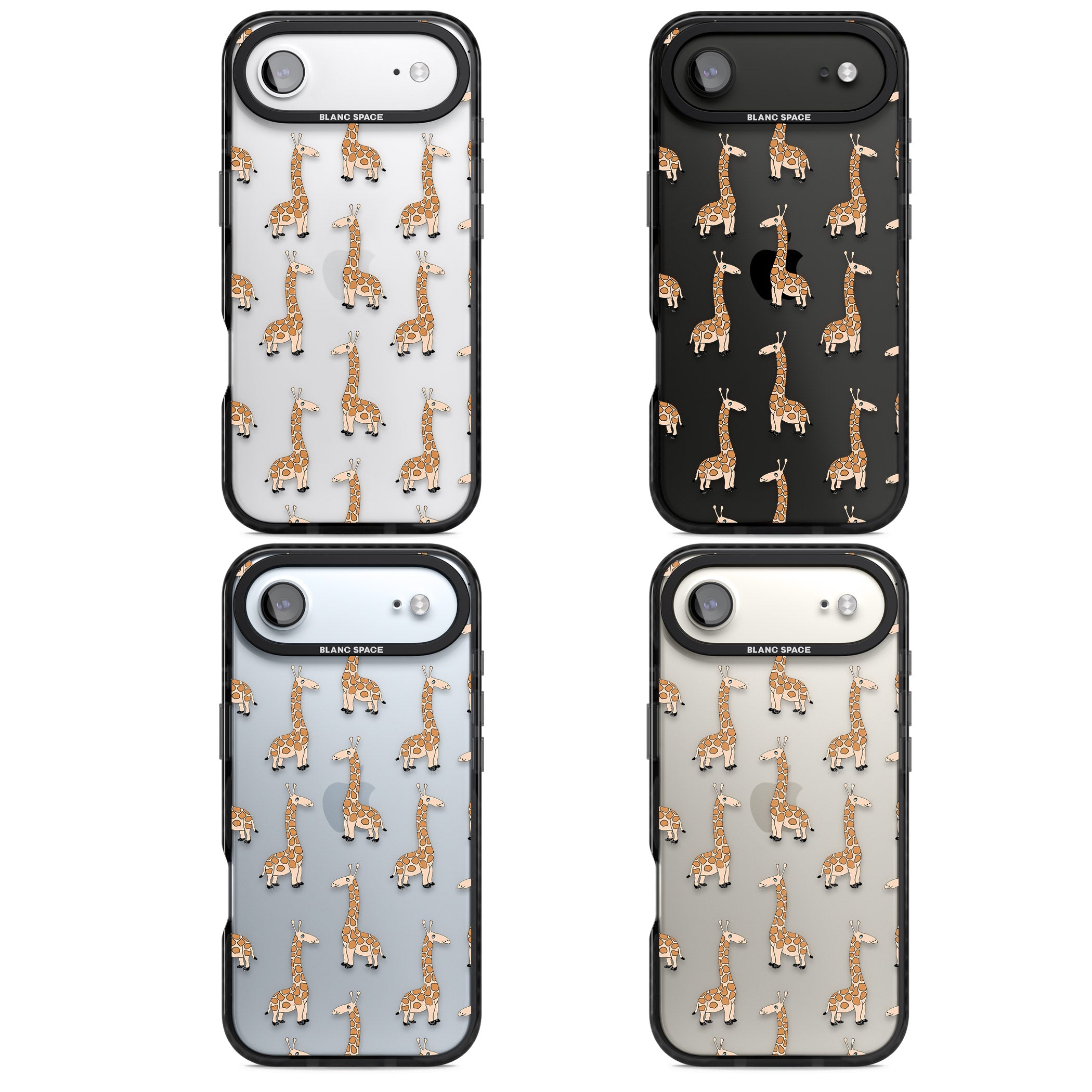 Cute Giraffe Pattern Clear iPhone 17 Air Impact Black Phone Case APT Impact Protection