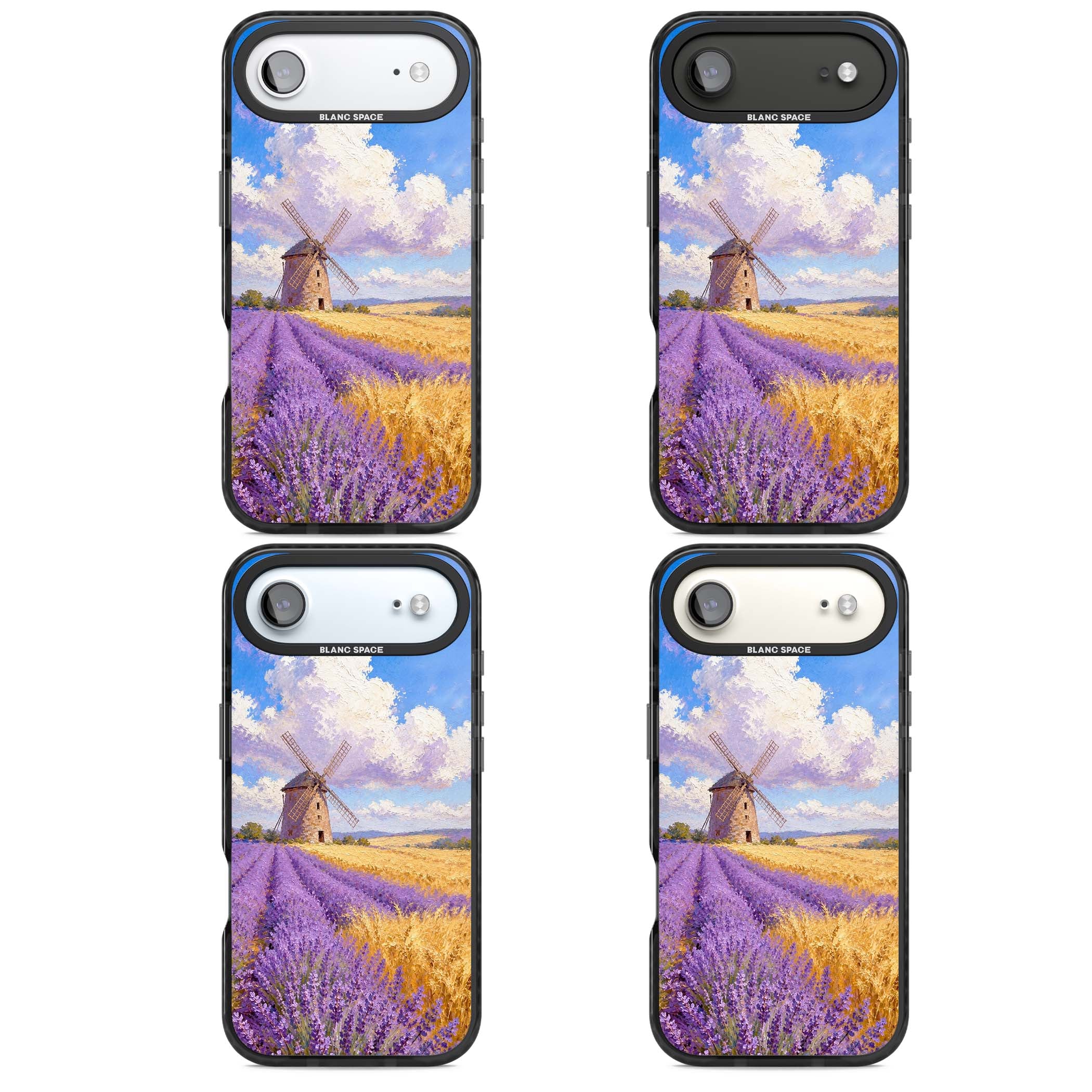 Lavender Mill cottagecore iPhone case featuring a French windmill, lavender field and golden wheat oil painting | Clear Impact case for iPhone Air