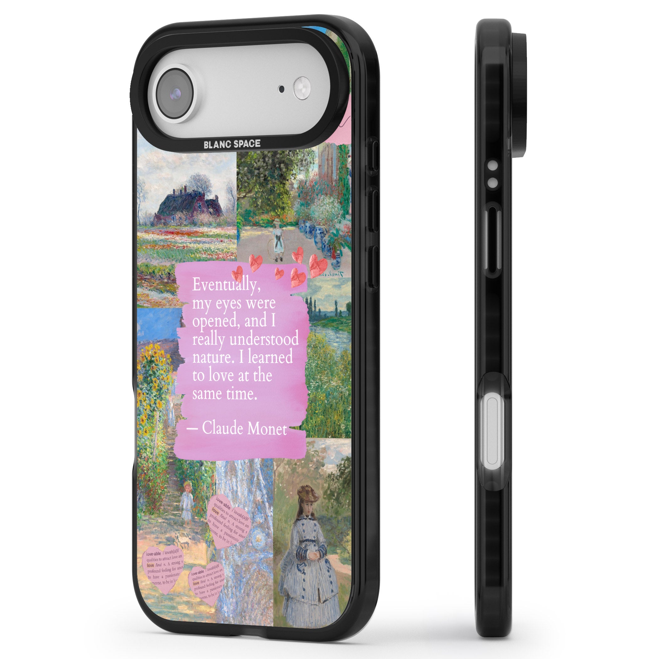 Monet 'Eyes Were Opened' Collage iPhone 17 Air Impact Black Phone Case Side Profile