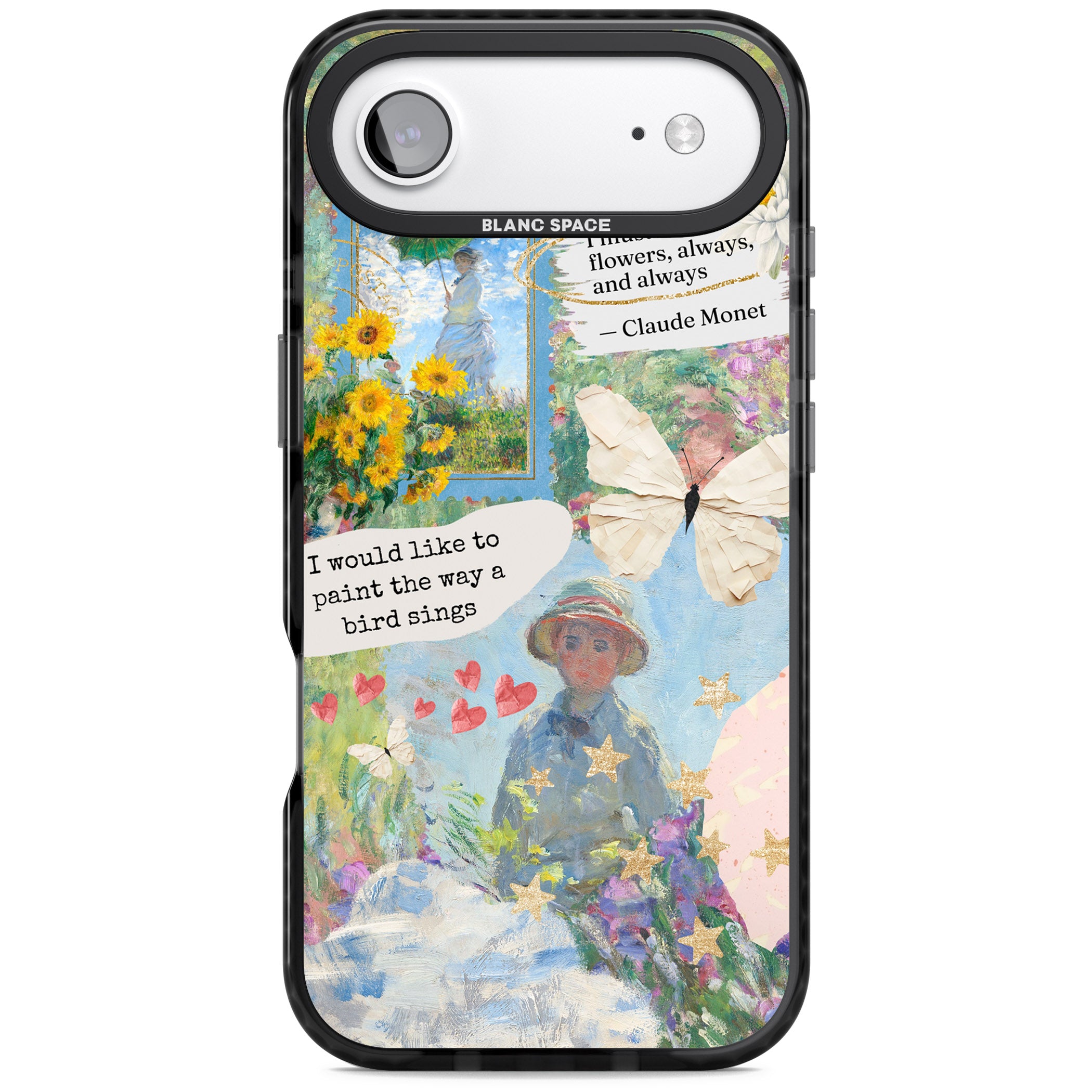 Monet 'Way A Bird Sings' Collage iPhone 17 Air Impact Black Phone Case