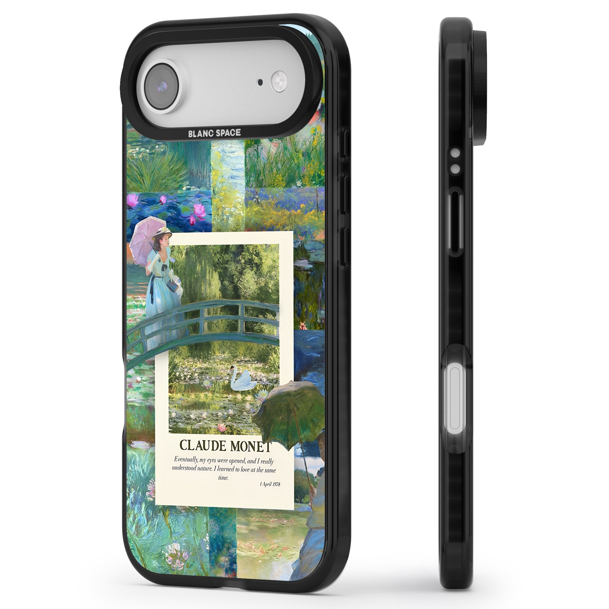 Monet Gardens iPhone 17 Air Impact Black Phone Case Side Profile