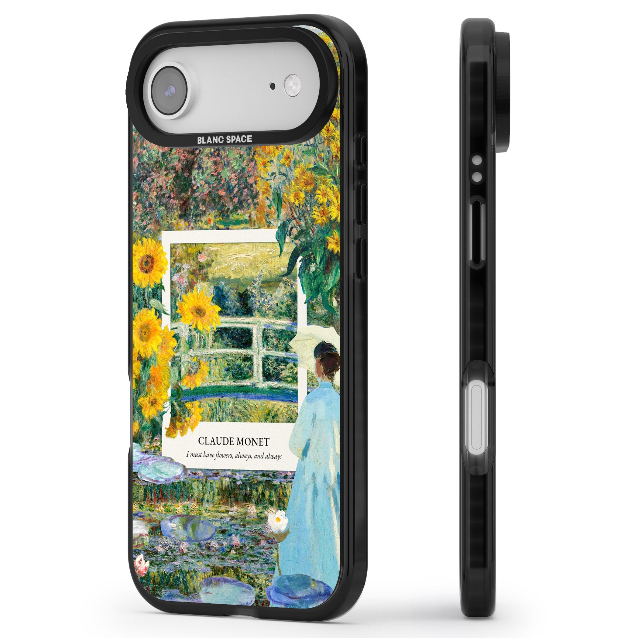 Monet Garden Bridge iPhone 17 Air Impact Black Phone Case Side Profile