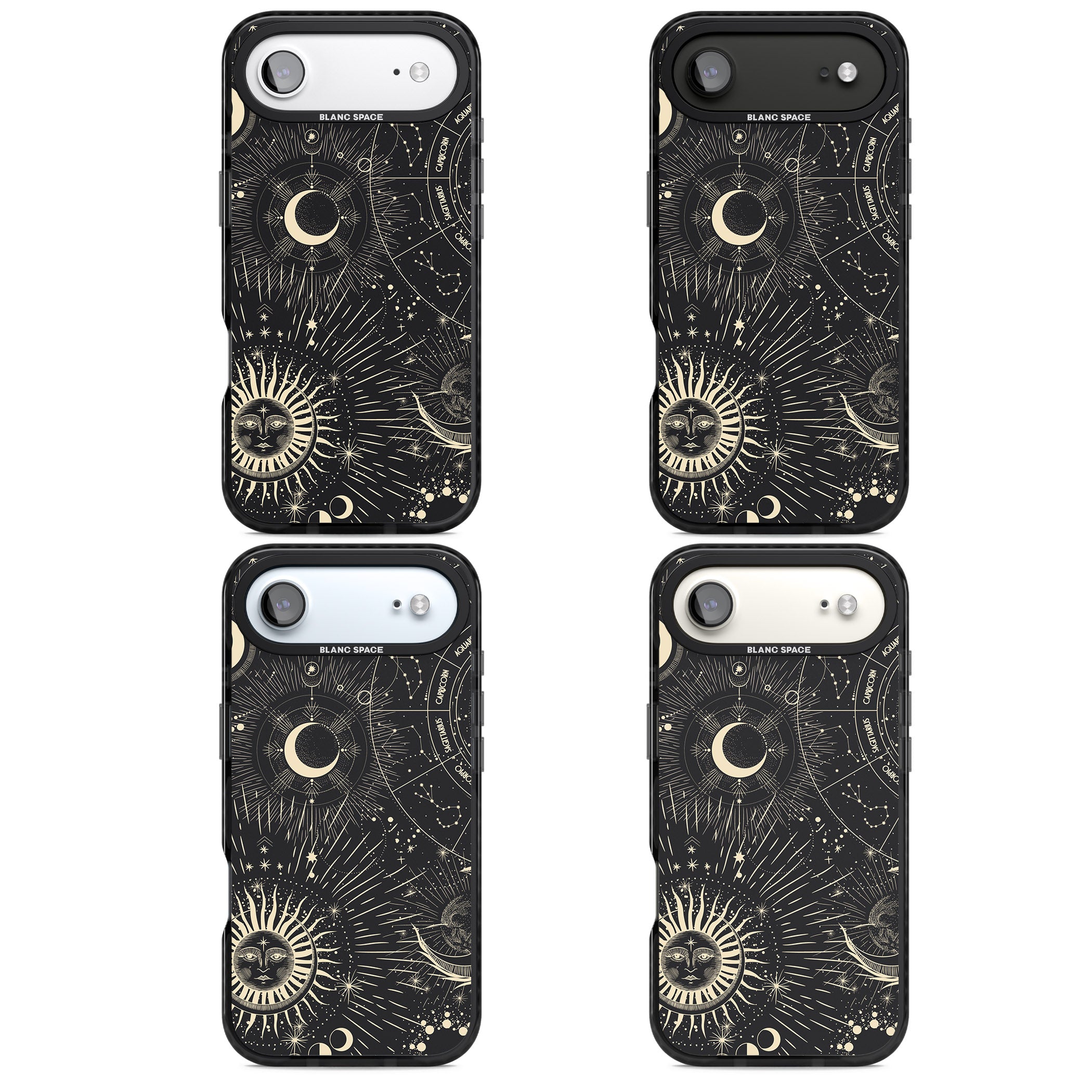 Cosmic Sun & Symbols Zodiac iPhone 17 Air Impact Black Phone Case APT Impact Protection