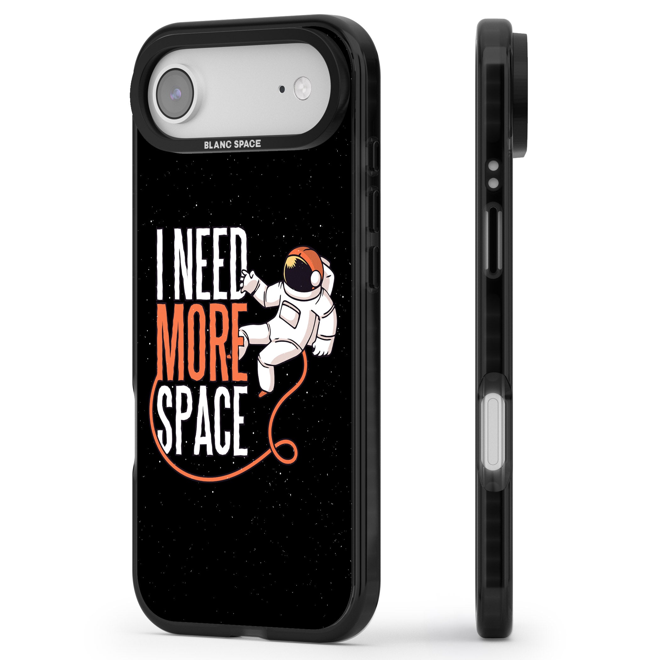 I Need More Space iPhone 17 Air Impact Black Phone Case Side Profile