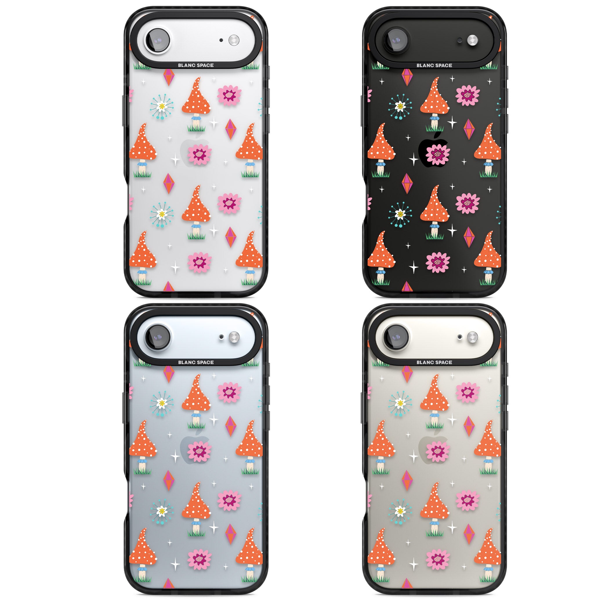 Boho Celestial Mushroom Crystal iPhone 17 Air Impact Black Phone Case APT Impact Protection