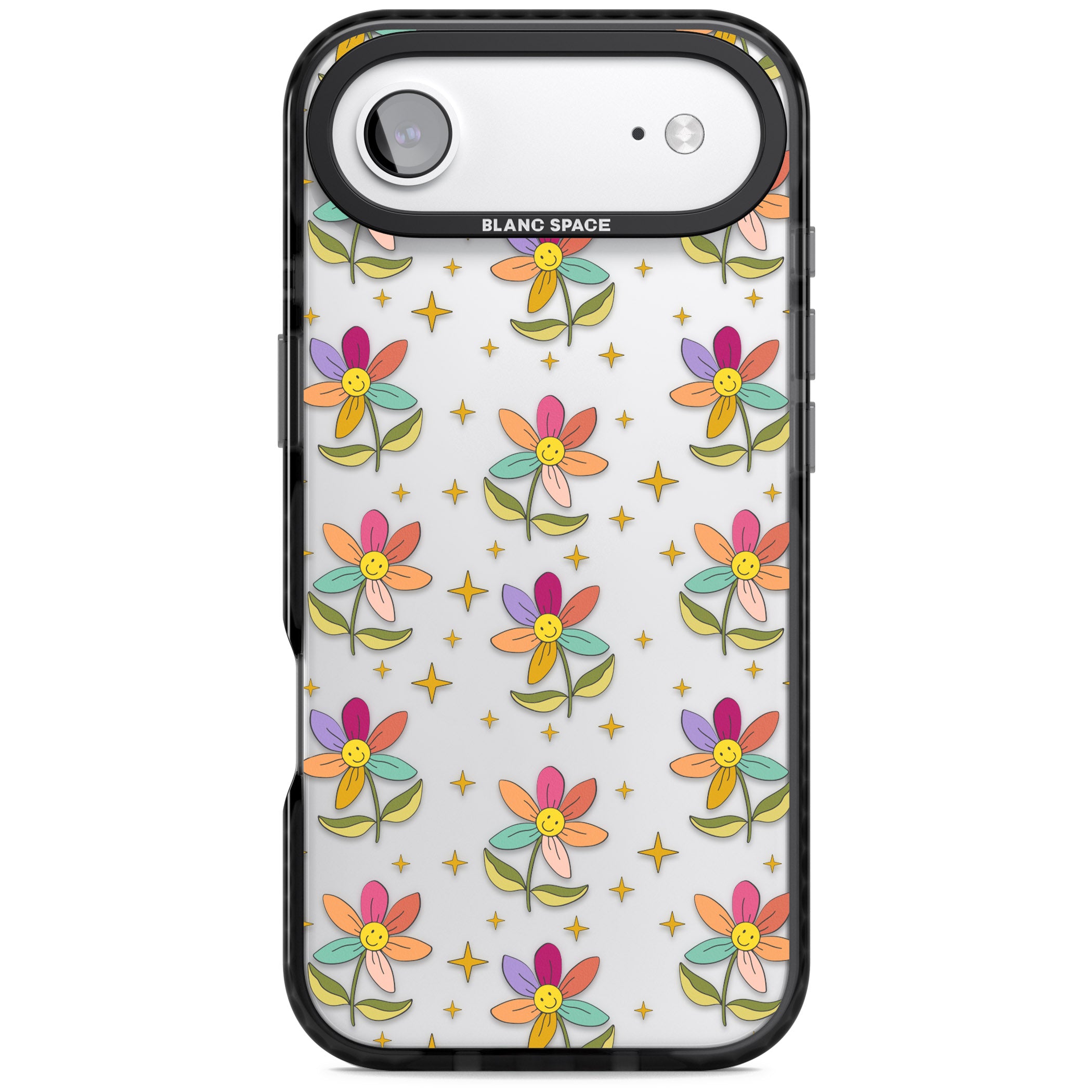 Boho Celestial Happy Flower iPhone 17 Air Impact Black Phone Case