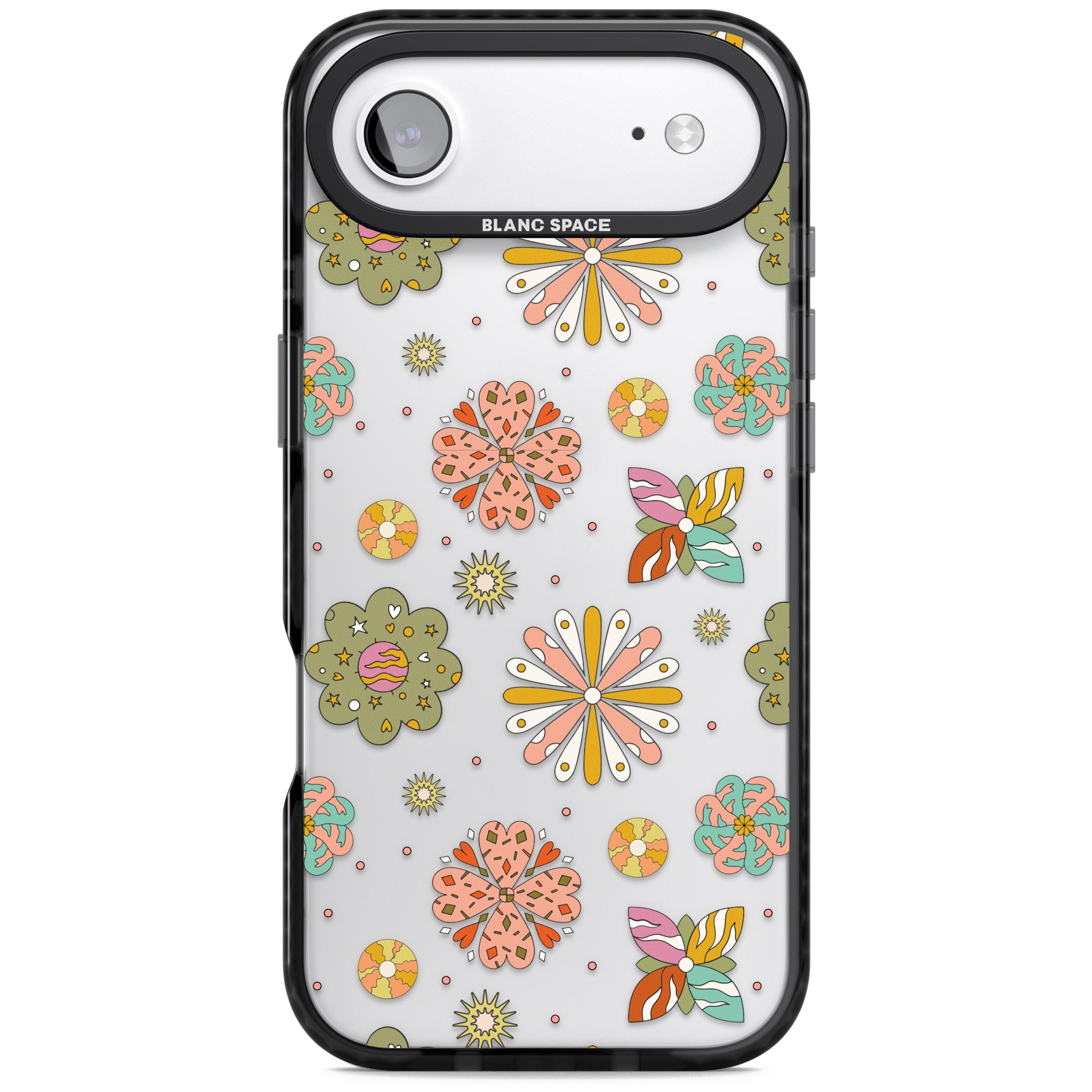 Boho Celestial Psychedelic Floral iPhone 17 Air Impact Black Phone Case