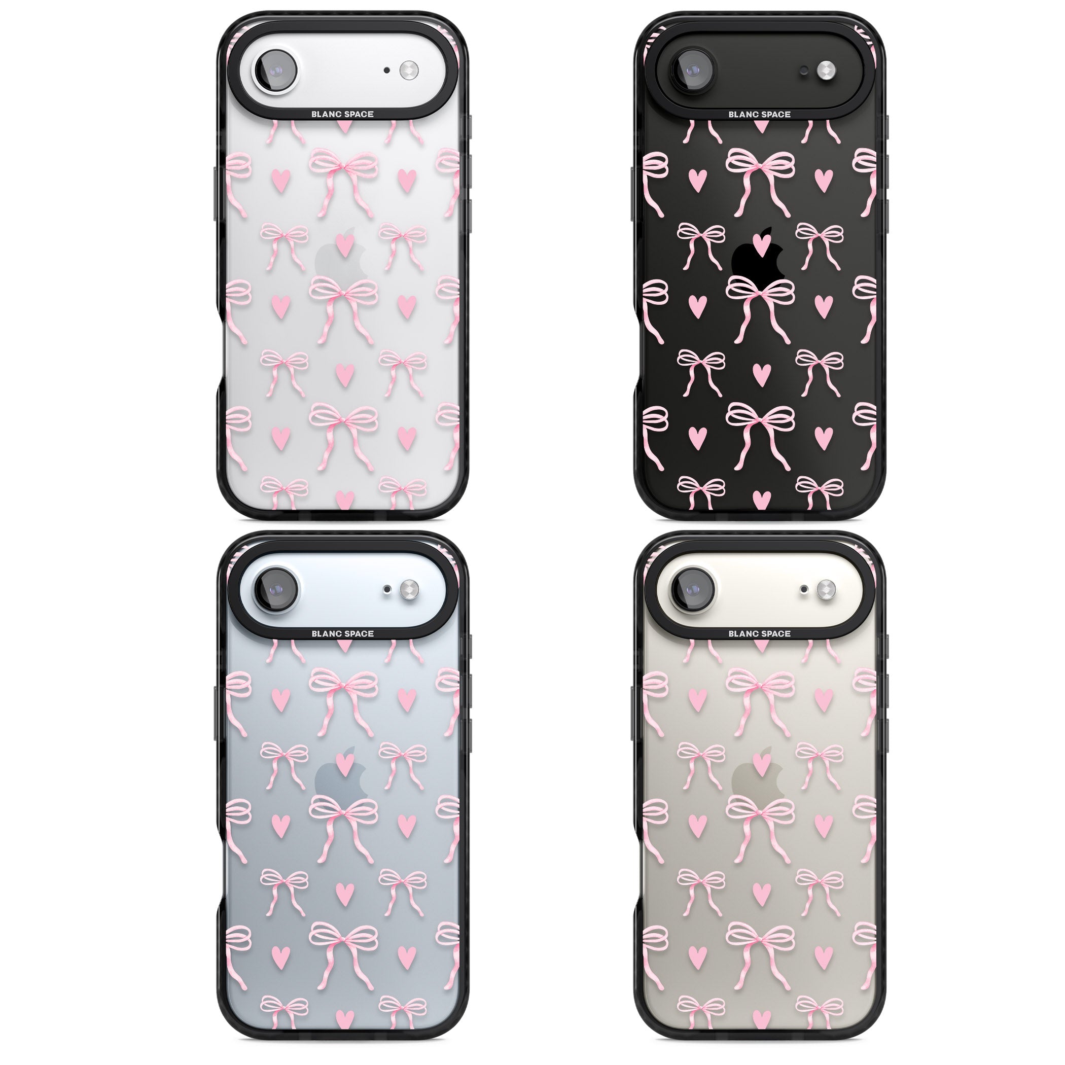Pink Bows & Hearts iPhone 17 Air Impact Black Phone Case APT Impact Protection