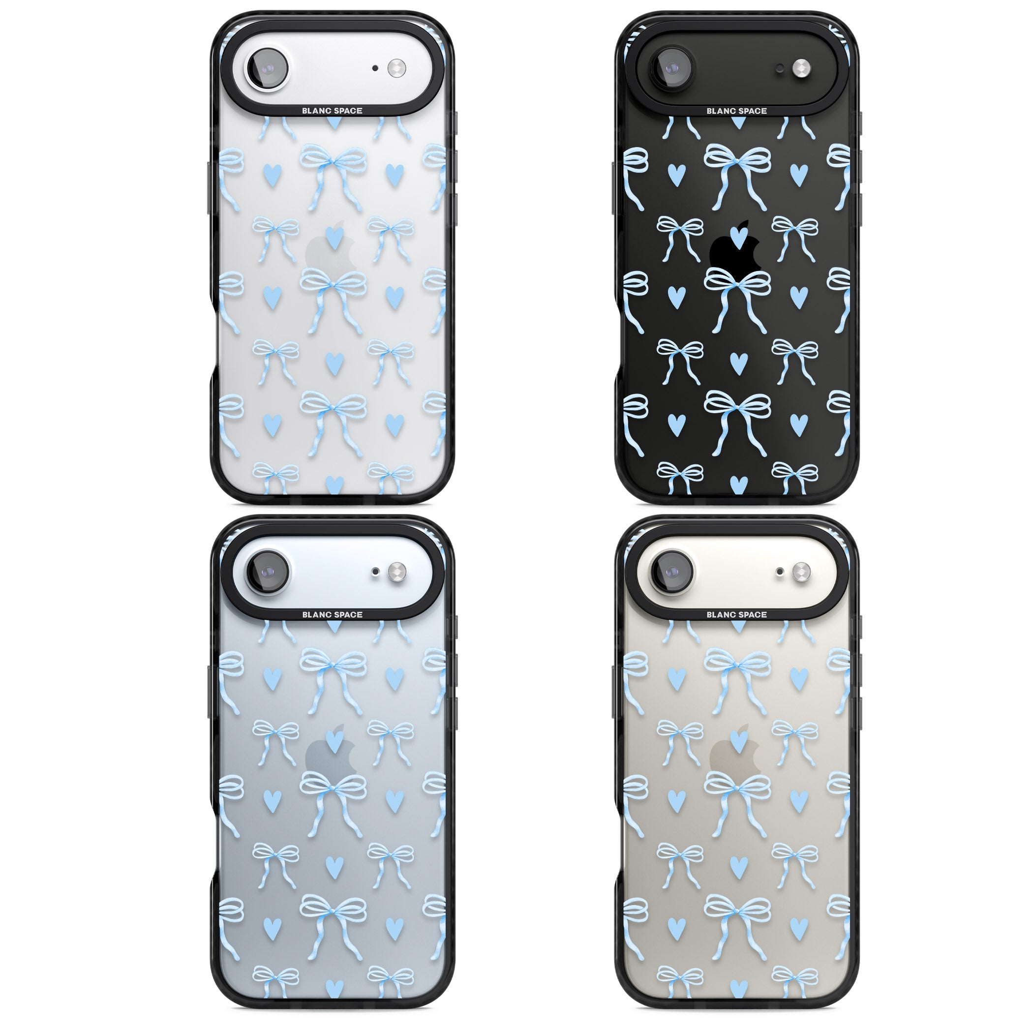 Blue Bows & Hearts iPhone 17 Air Impact Black Phone Case APT Impact Protection