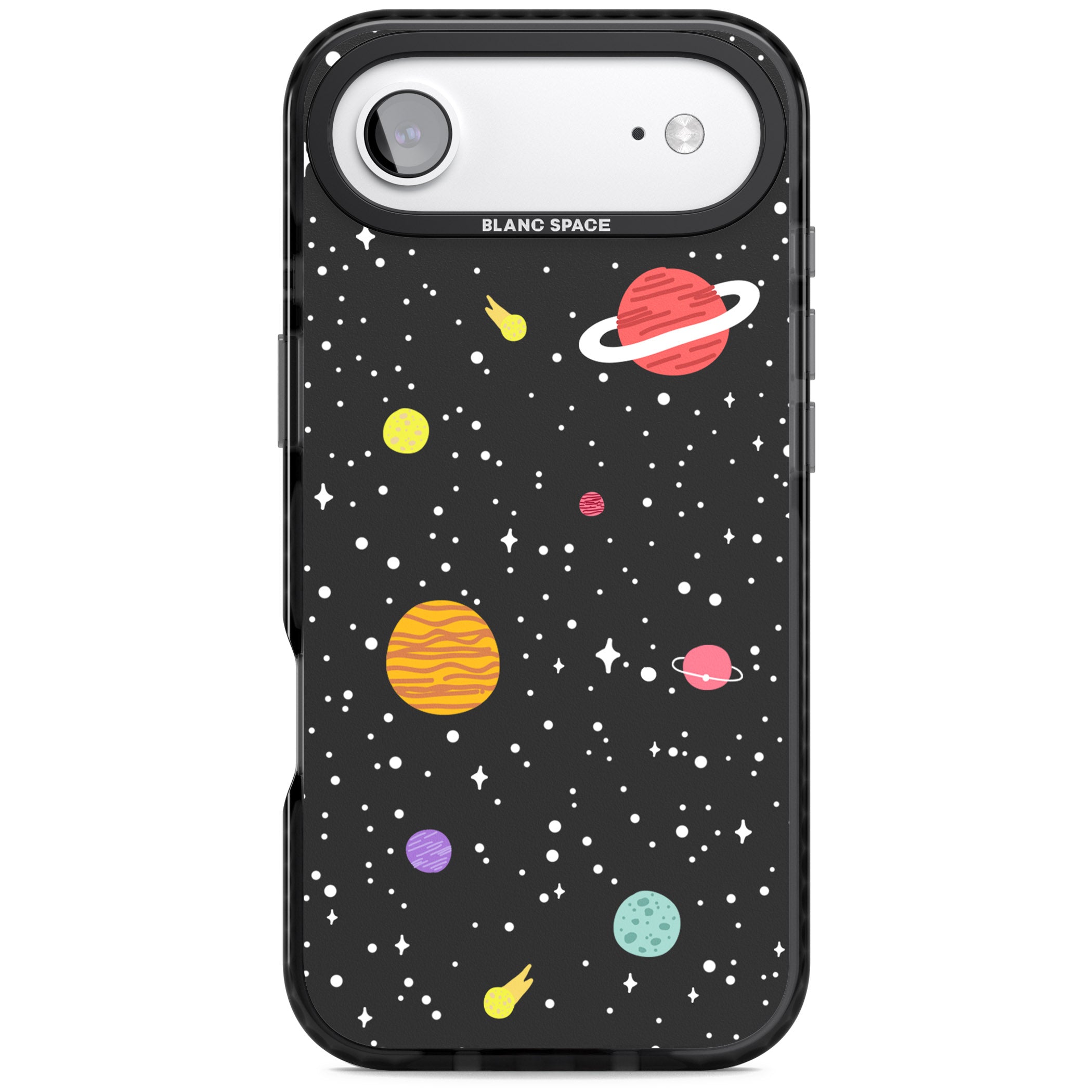 Cute Cartoon Planets iPhone 17 Air Impact Black Phone Case
