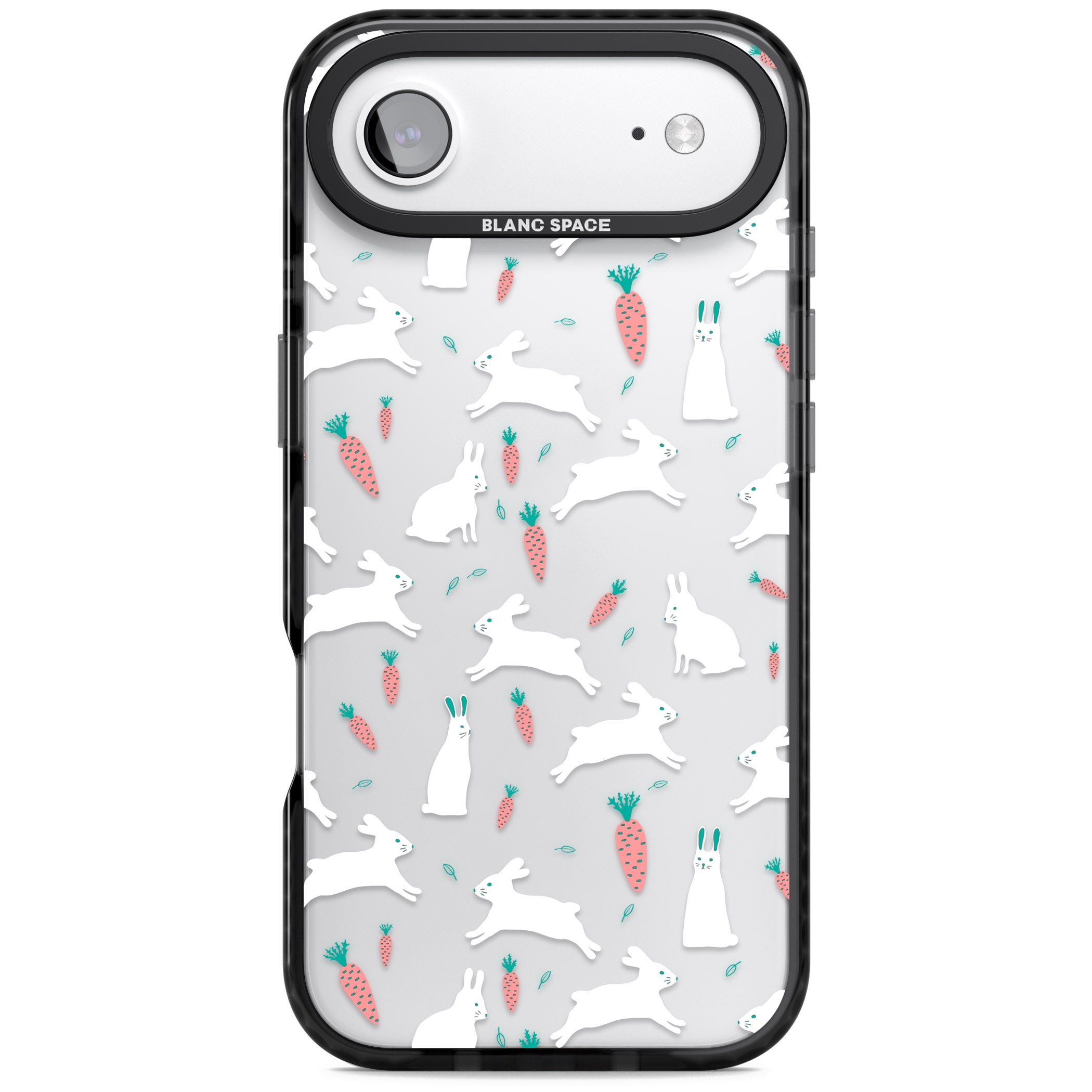 White Bunnies And Carrots iPhone 17 Air Impact Black Phone Case