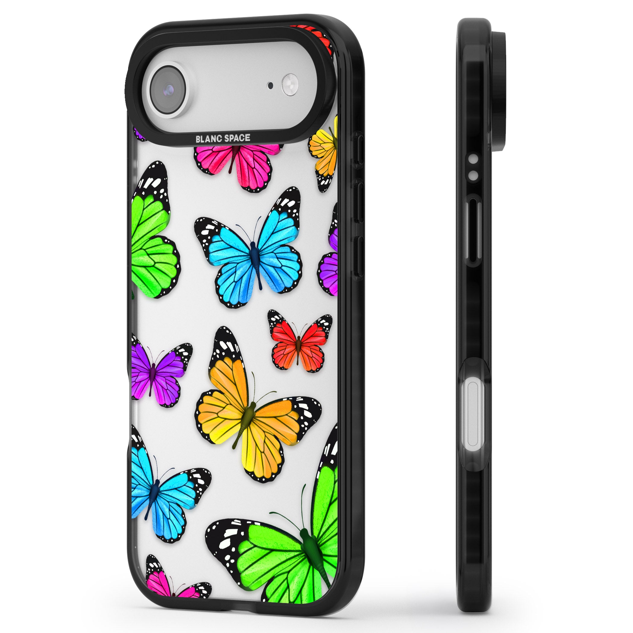 Vibrant Butterflies iPhone 17 Air Impact Black Phone Case Side Profile