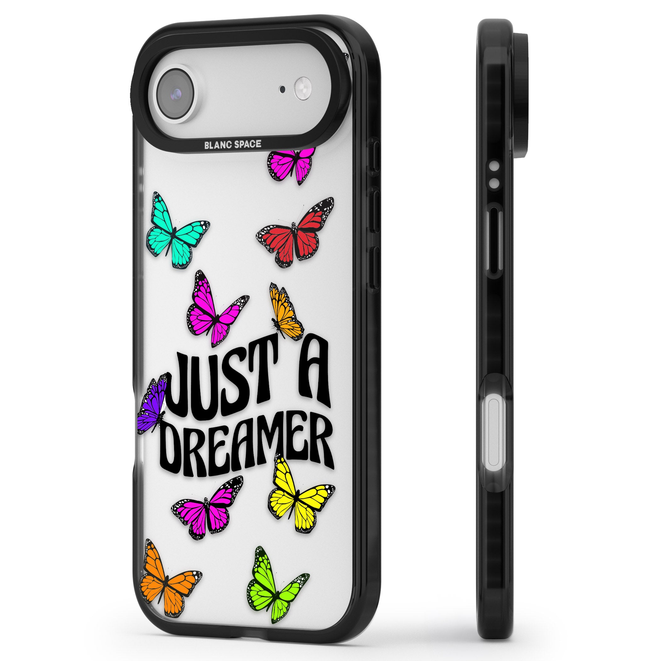 Just A Dreamer Butterfly iPhone 17 Air Impact Black Phone Case Side Profile