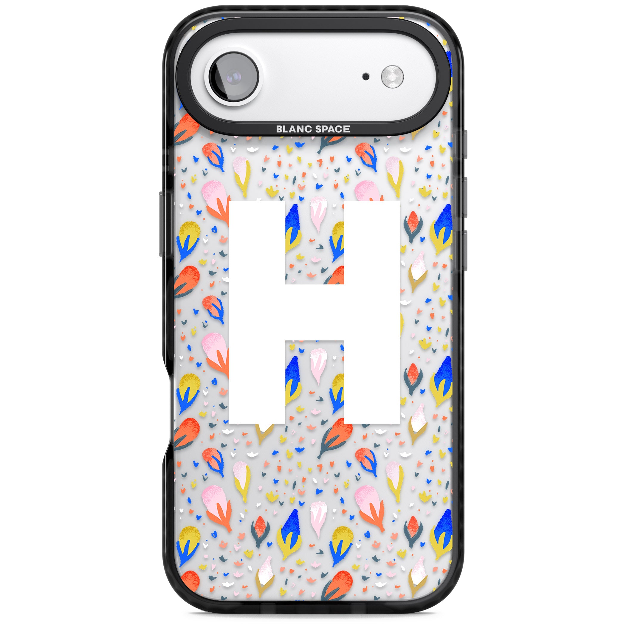 Personalised Abstract Floral Initial iPhone 17 Air Impact Black Phone Case