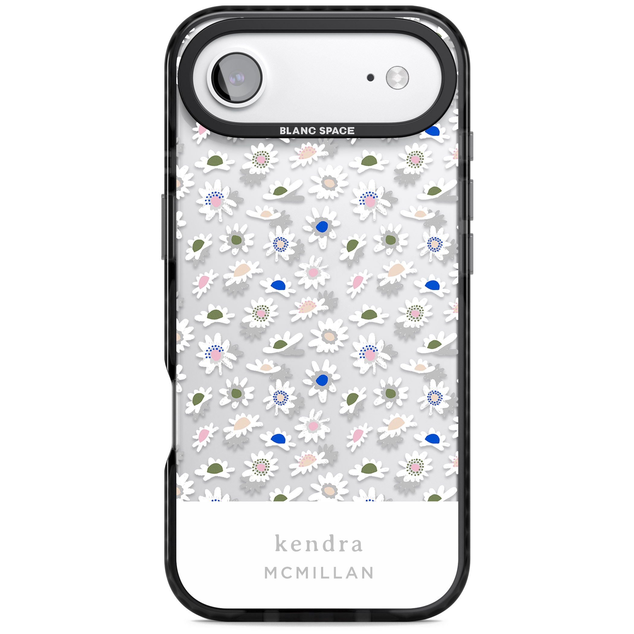 Personalised Grey & White Daisies iPhone 17 Air Impact Black Phone Case
