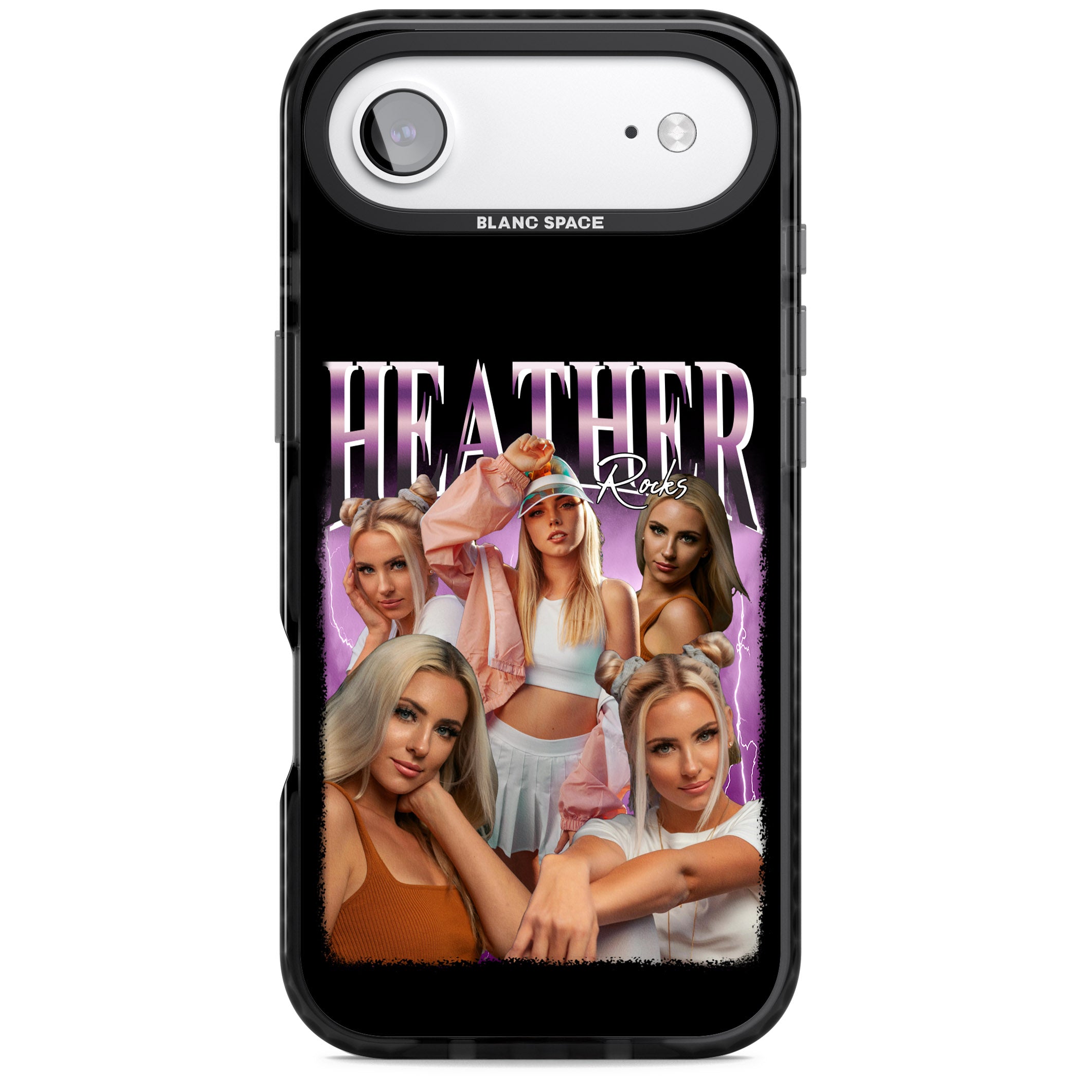 Personalised Airbrush Name & Photo Collage (Pink) iPhone 17 Air Impact Black Phone Case