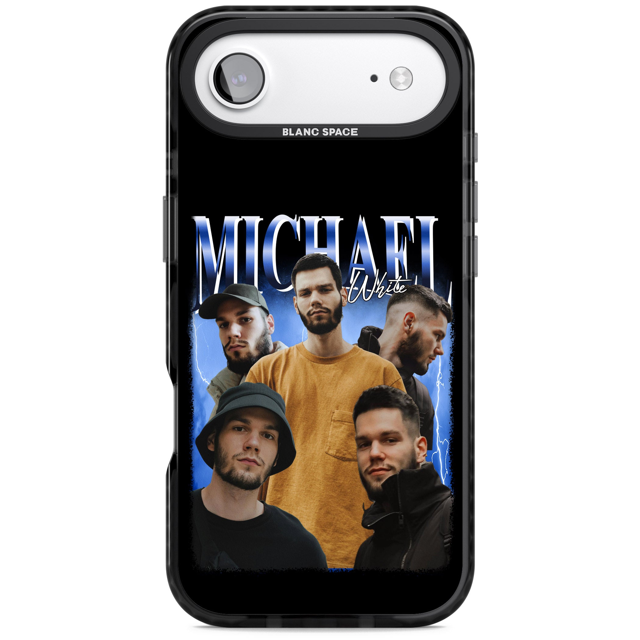 Personalised Airbrush Name & Photo Collage (Blue) iPhone 17 Air Impact Black Phone Case