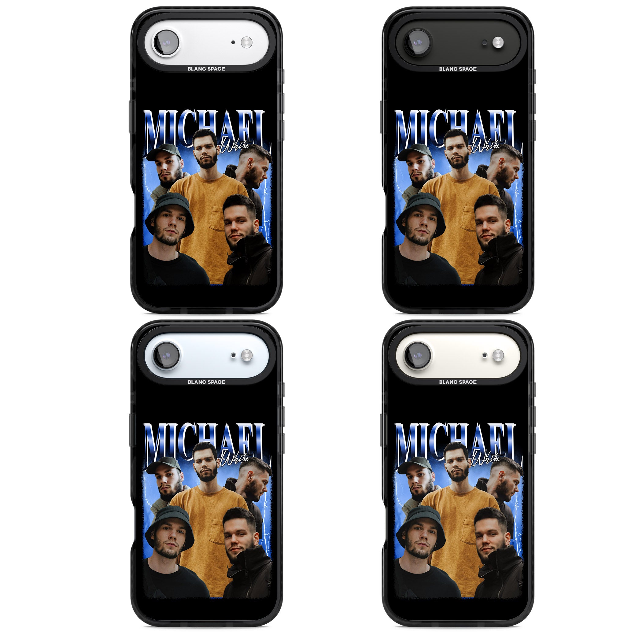 Personalised Airbrush Name & Photo Collage (Blue) iPhone 17 Air Impact Black Phone Case APT Impact Protection