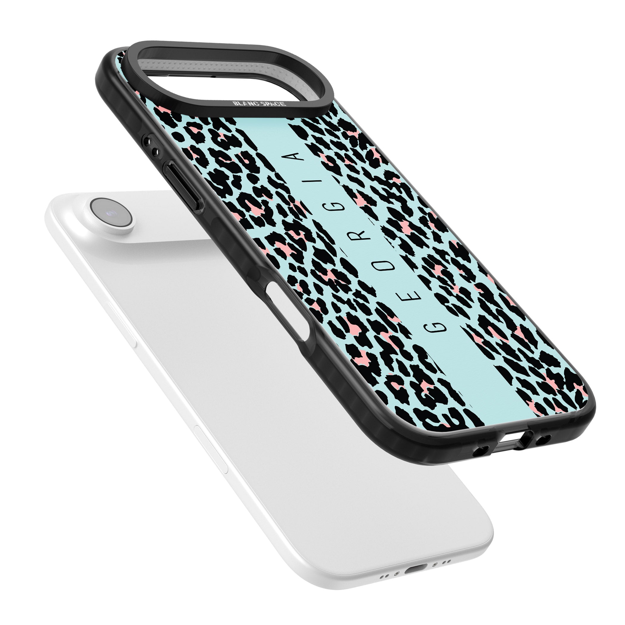 Personalised Blue Leopard iPhone 17 Air Impact Black Phone Case Colours