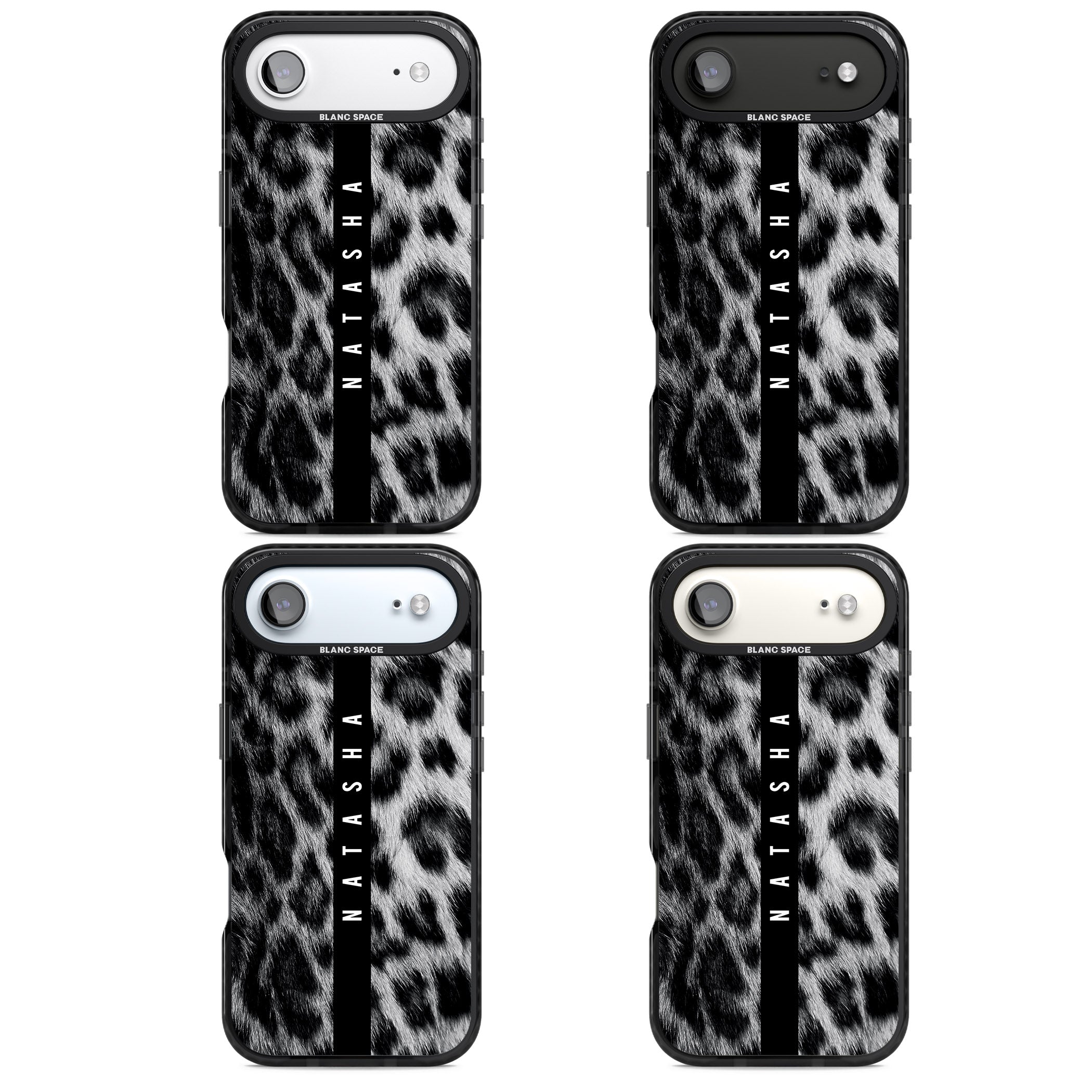 Personalised Snow Leopard Print iPhone 17 Air Impact Black Phone Case APT Impact Protection