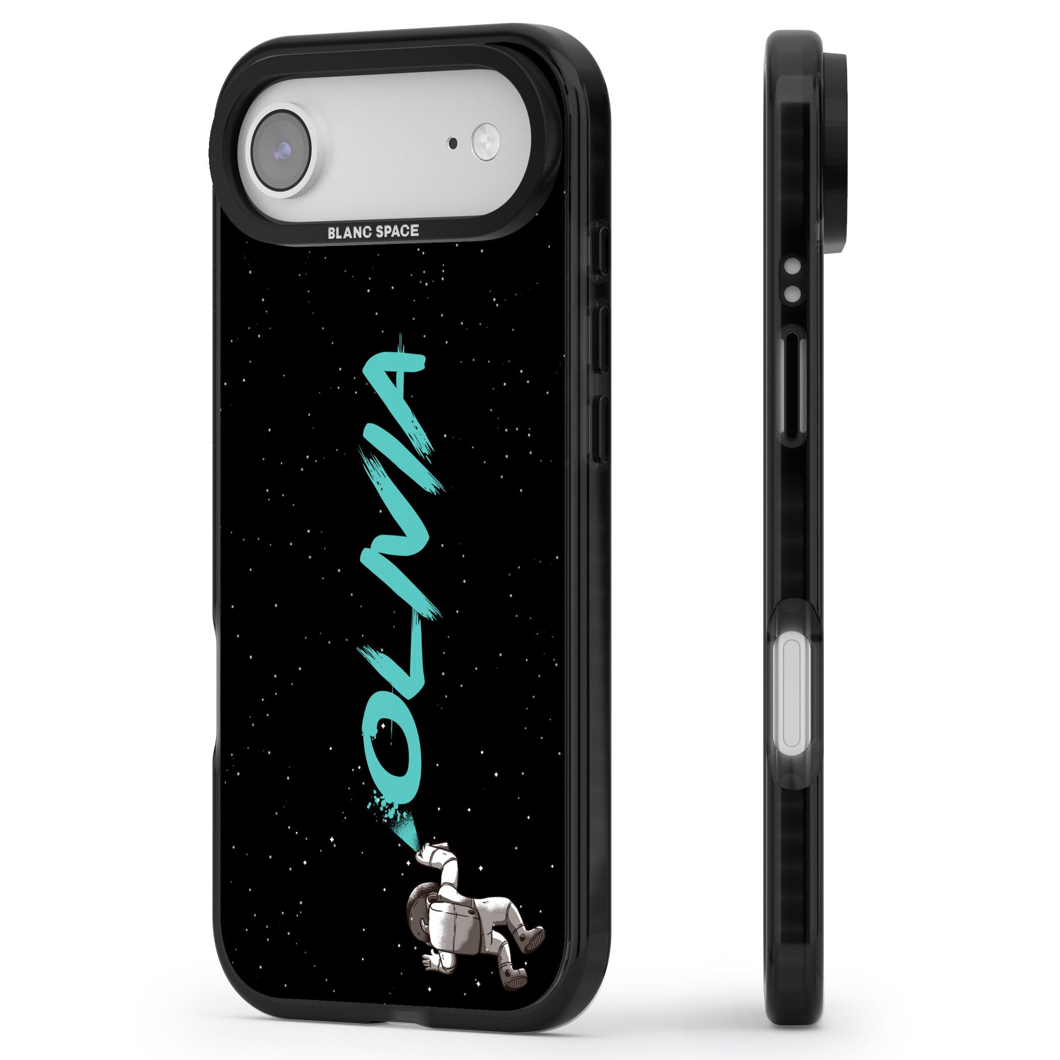 Personalised Astronaut Graffiti iPhone 17 Air Impact Black Phone Case Side Profile
