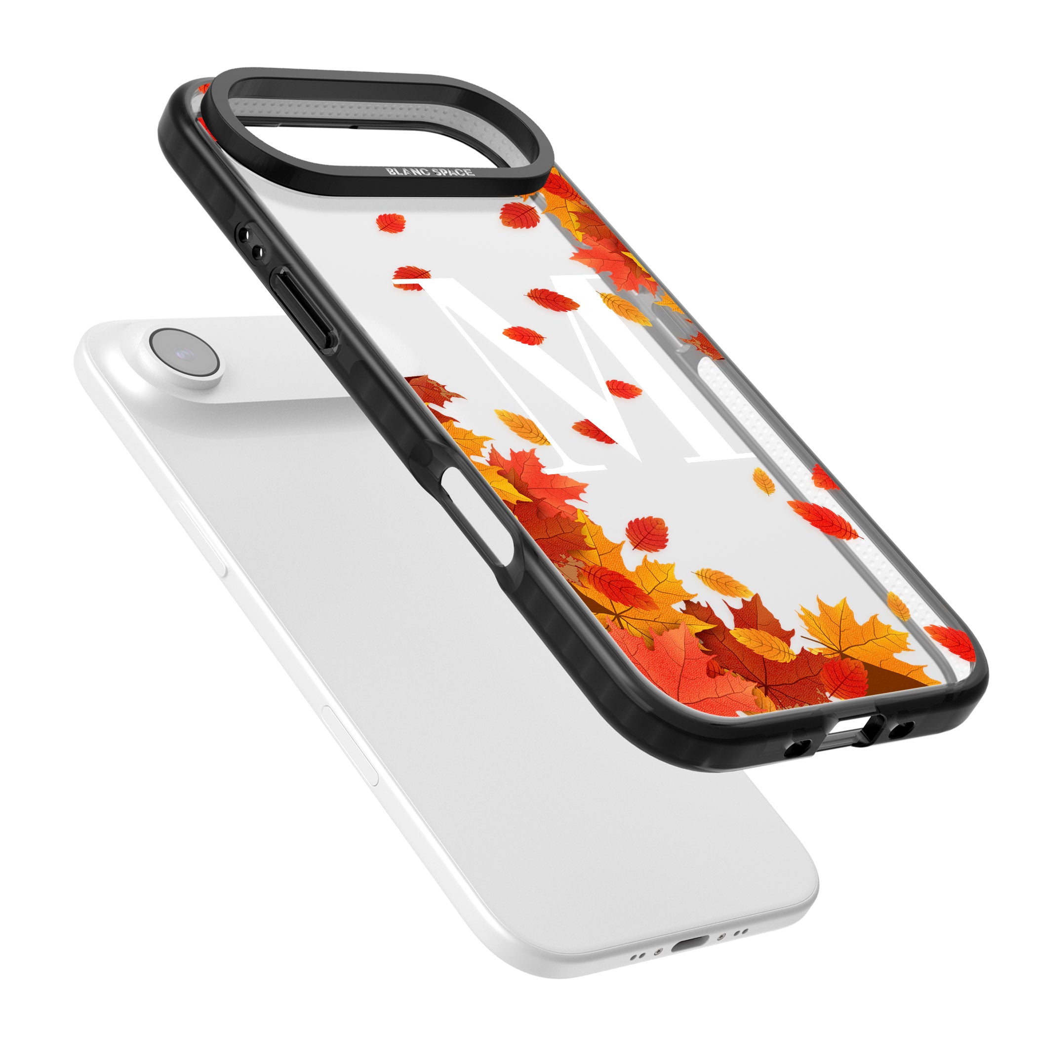 Personalised Autumn Leaves Monogram iPhone 17 Air Impact Black Phone Case Colours