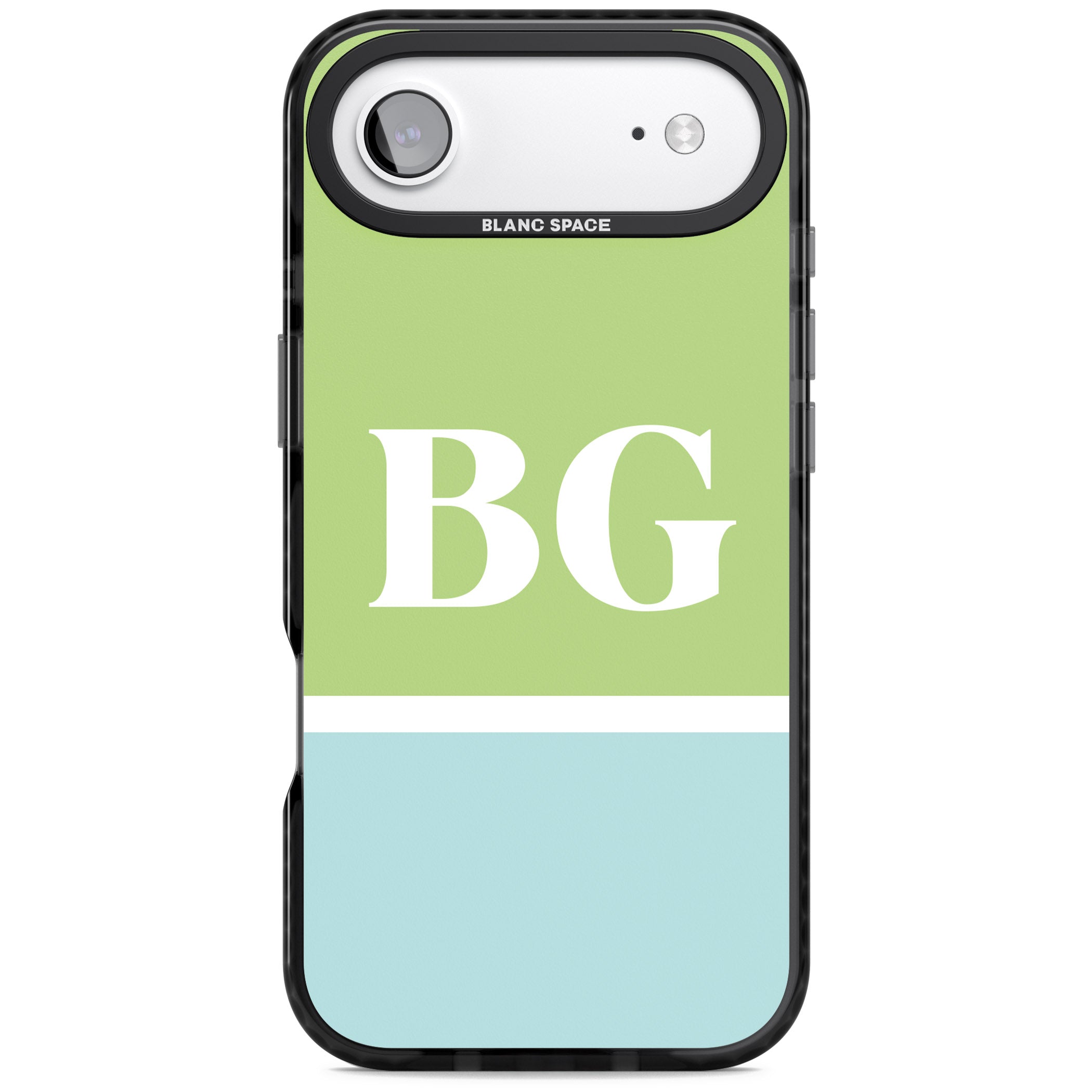 Personalised Colorblock: Green & Turquoise iPhone 17 Air Impact Black Phone Case