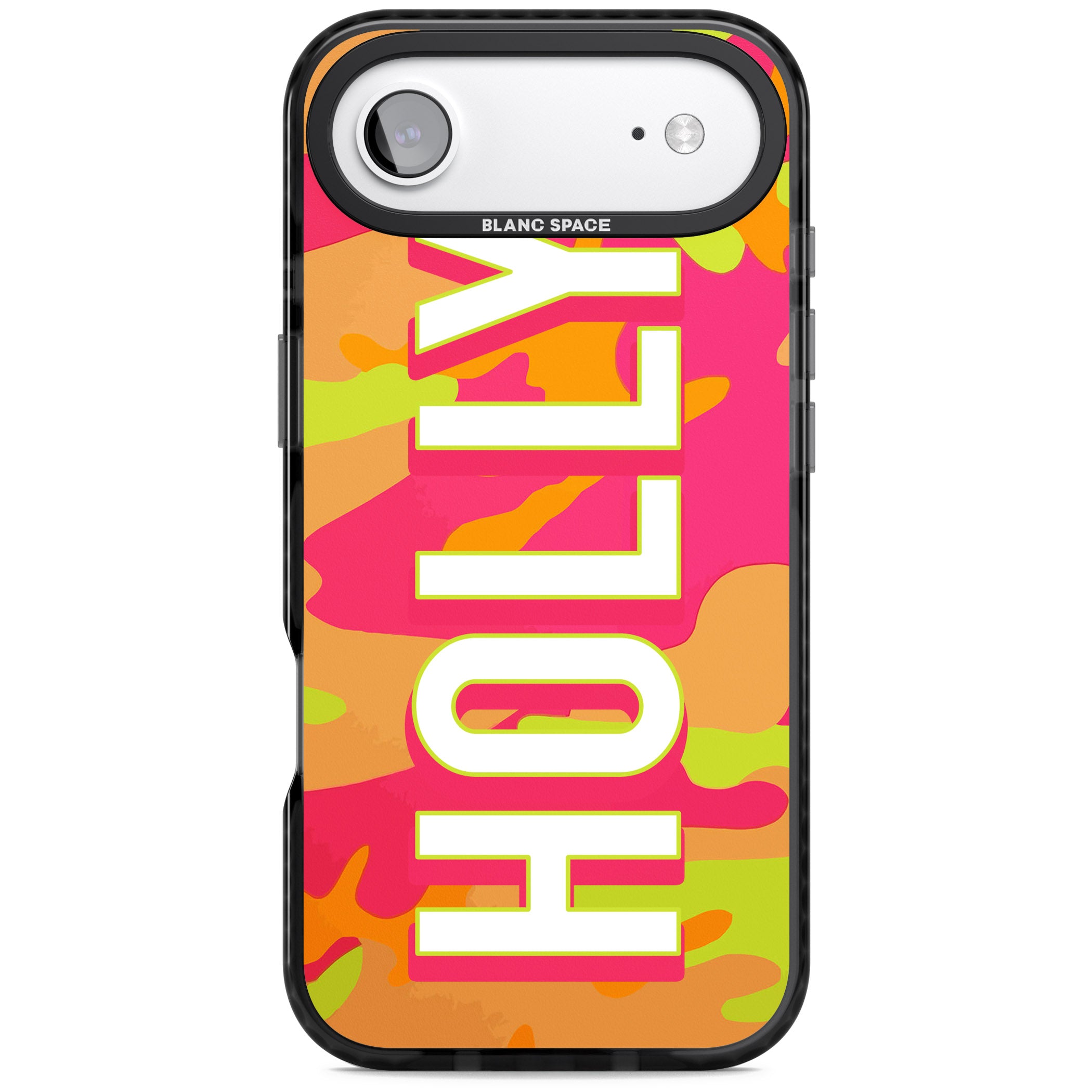 Personalised Bold Neon Camo iPhone 17 Air Impact Black Phone Case