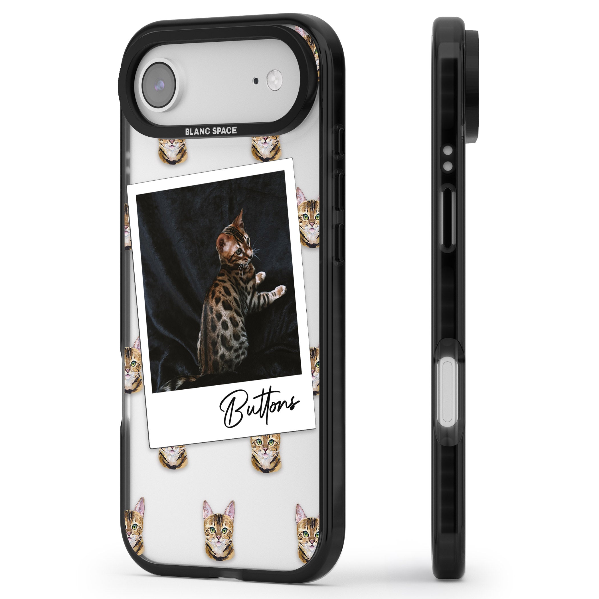 Personalised Bengal Cat Photo iPhone 17 Air Impact Black Phone Case Side Profile