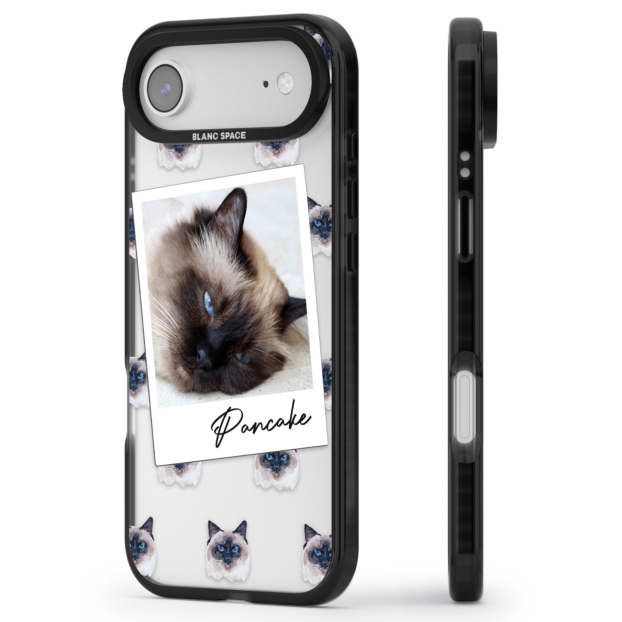 Personalised Burmese Cat Photo iPhone 17 Air Impact Black Phone Case Side Profile