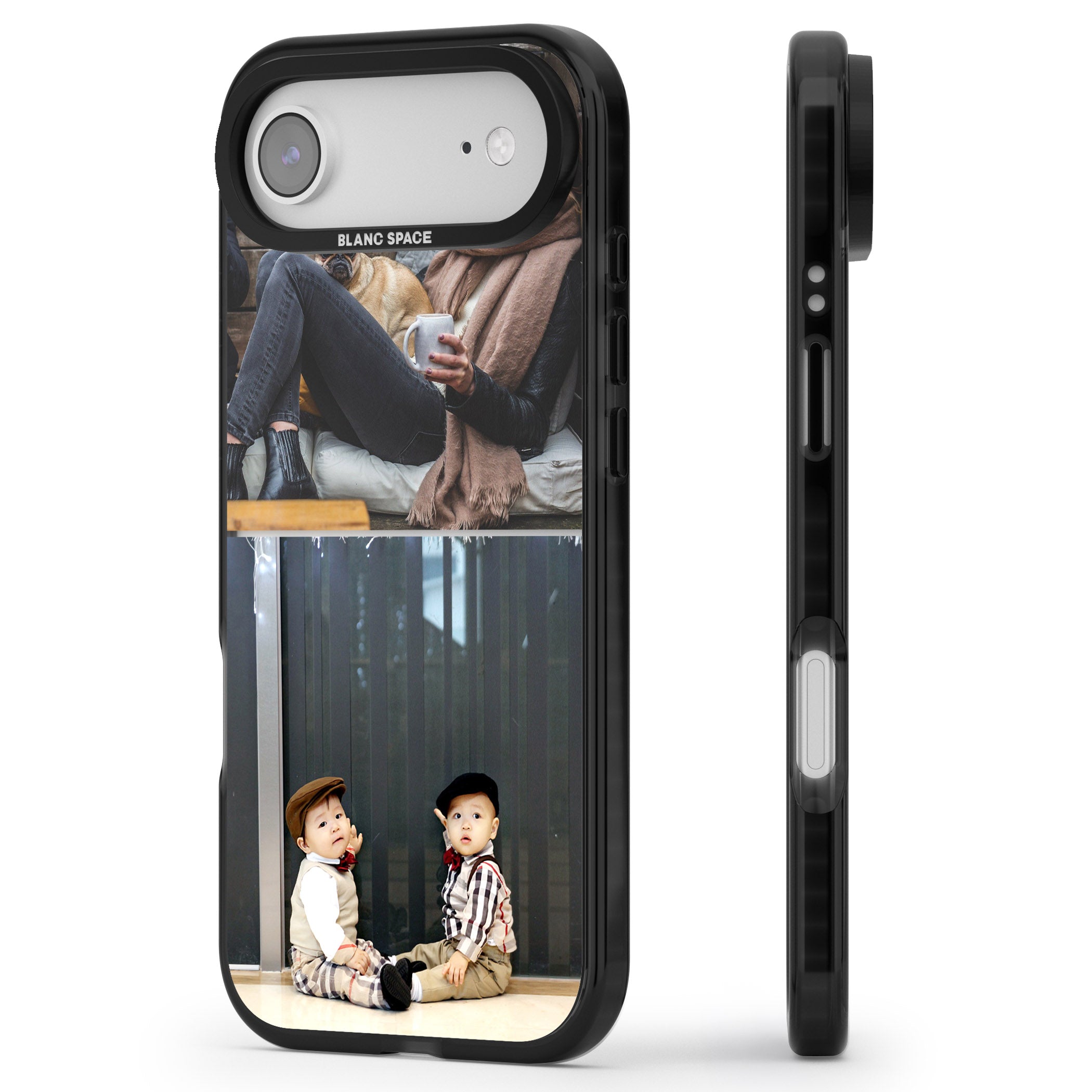 Personalised 2 Photo Grid iPhone 17 Air Impact Black Phone Case Side Profile
