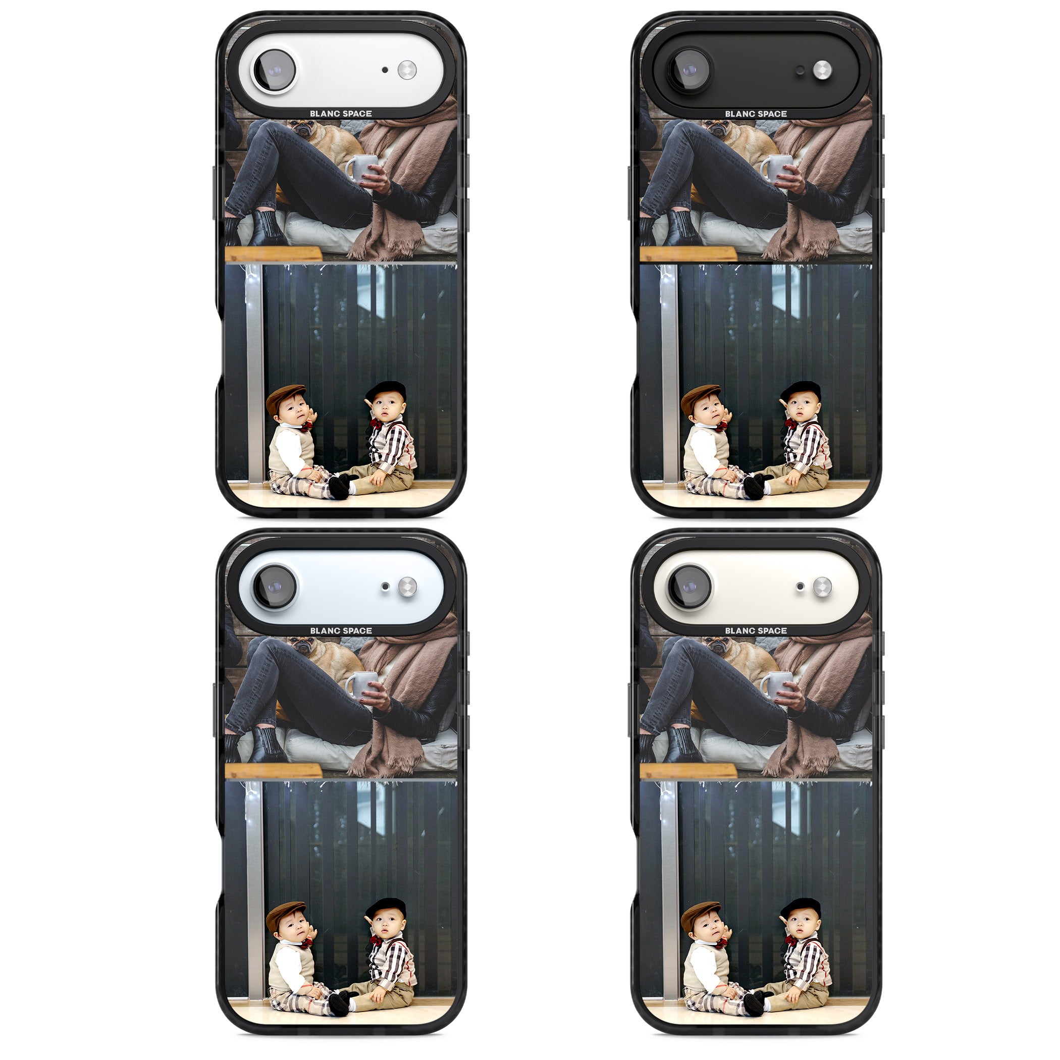 Personalised 2 Photo Grid iPhone 17 Air Impact Black Phone Case APT Impact Protection