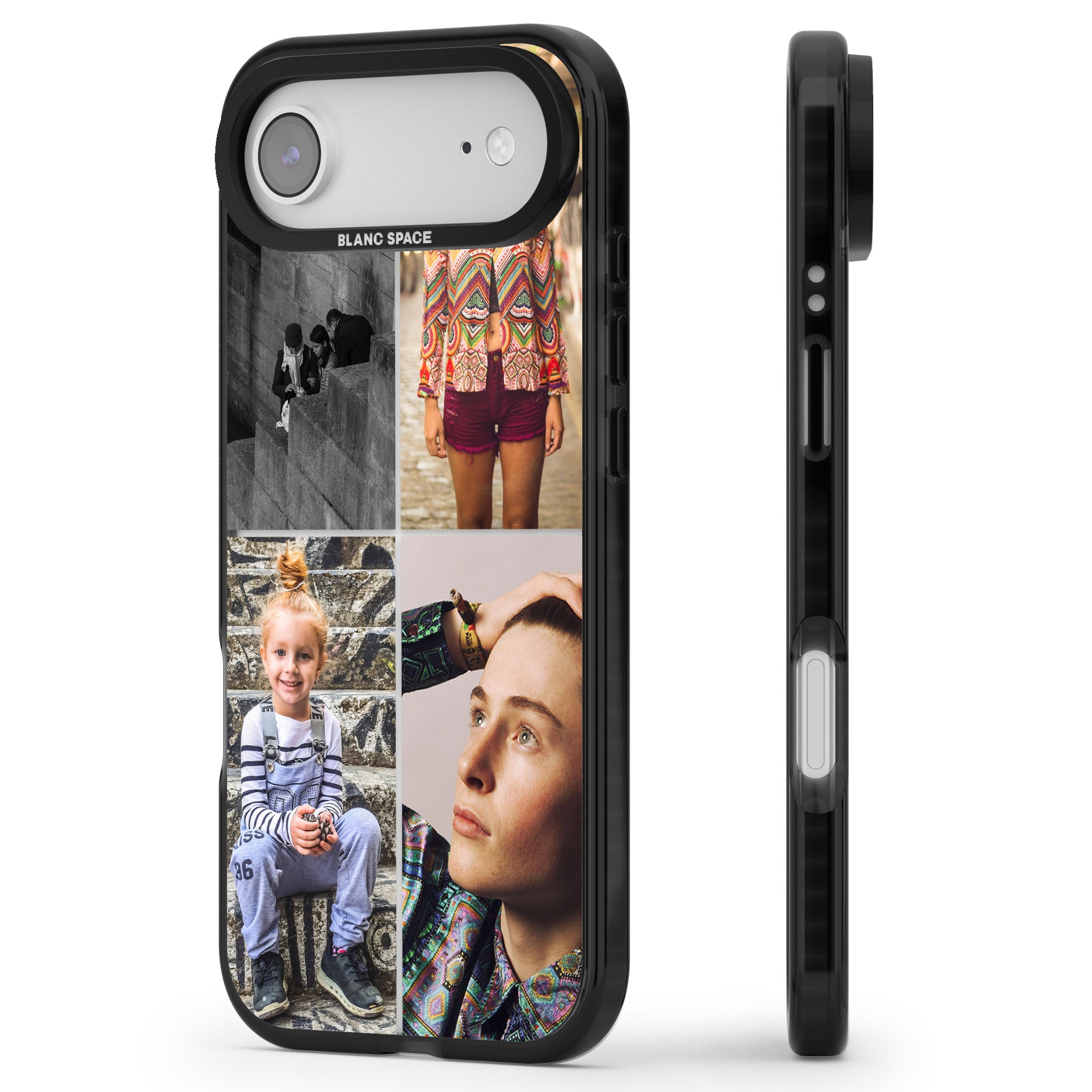 Personalised 4 Photo Grid iPhone 17 Air Impact Black Phone Case Side Profile