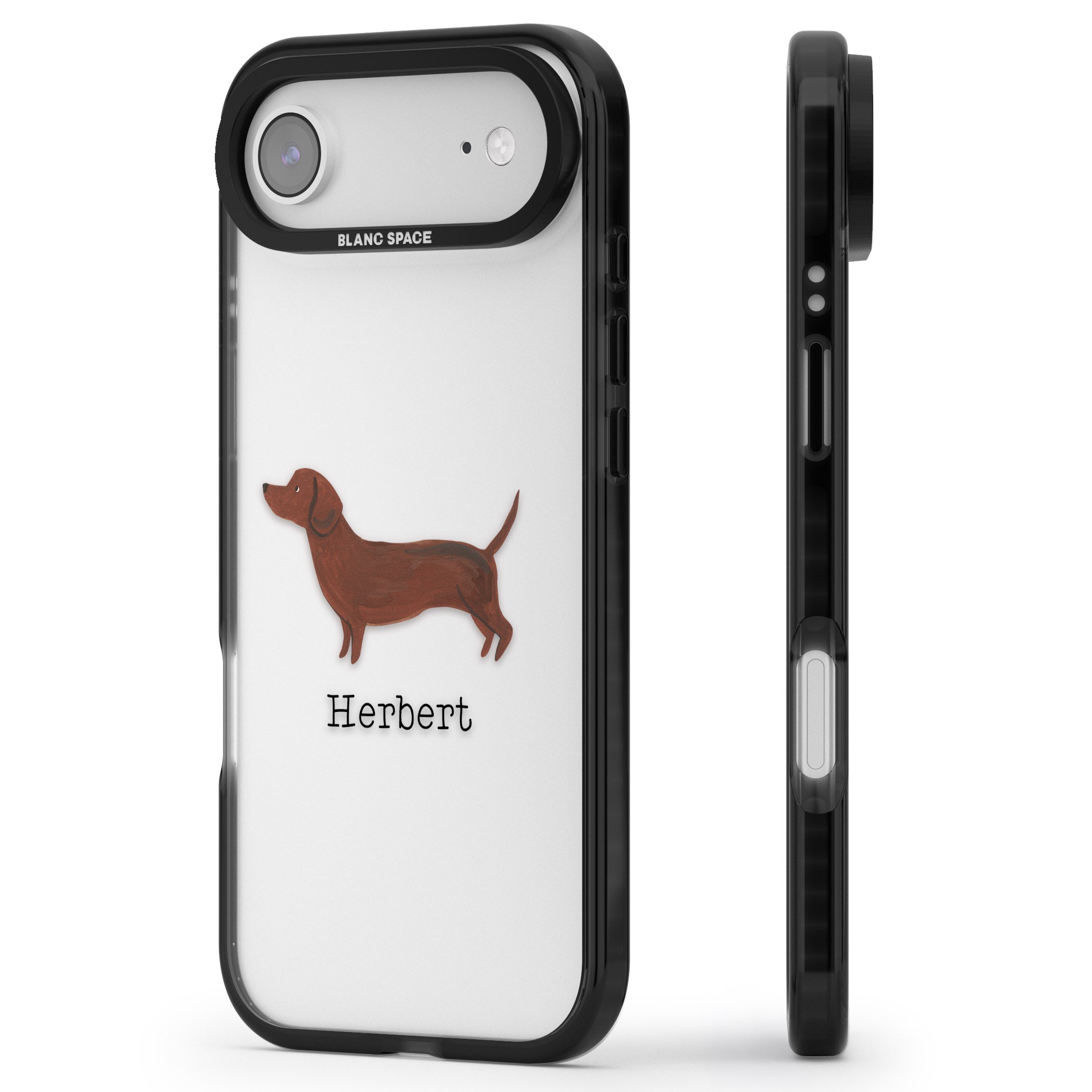 Personalised Sausage Dog iPhone 17 Air Impact Black Phone Case Side Profile