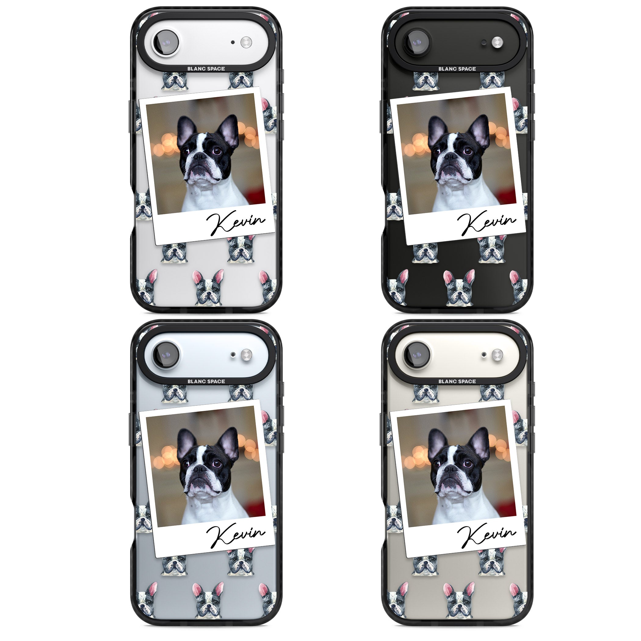 Personalised Black & White French Bulldog Instant Camera Photo iPhone 17 Air Impact Black Phone Case APT Impact Protection