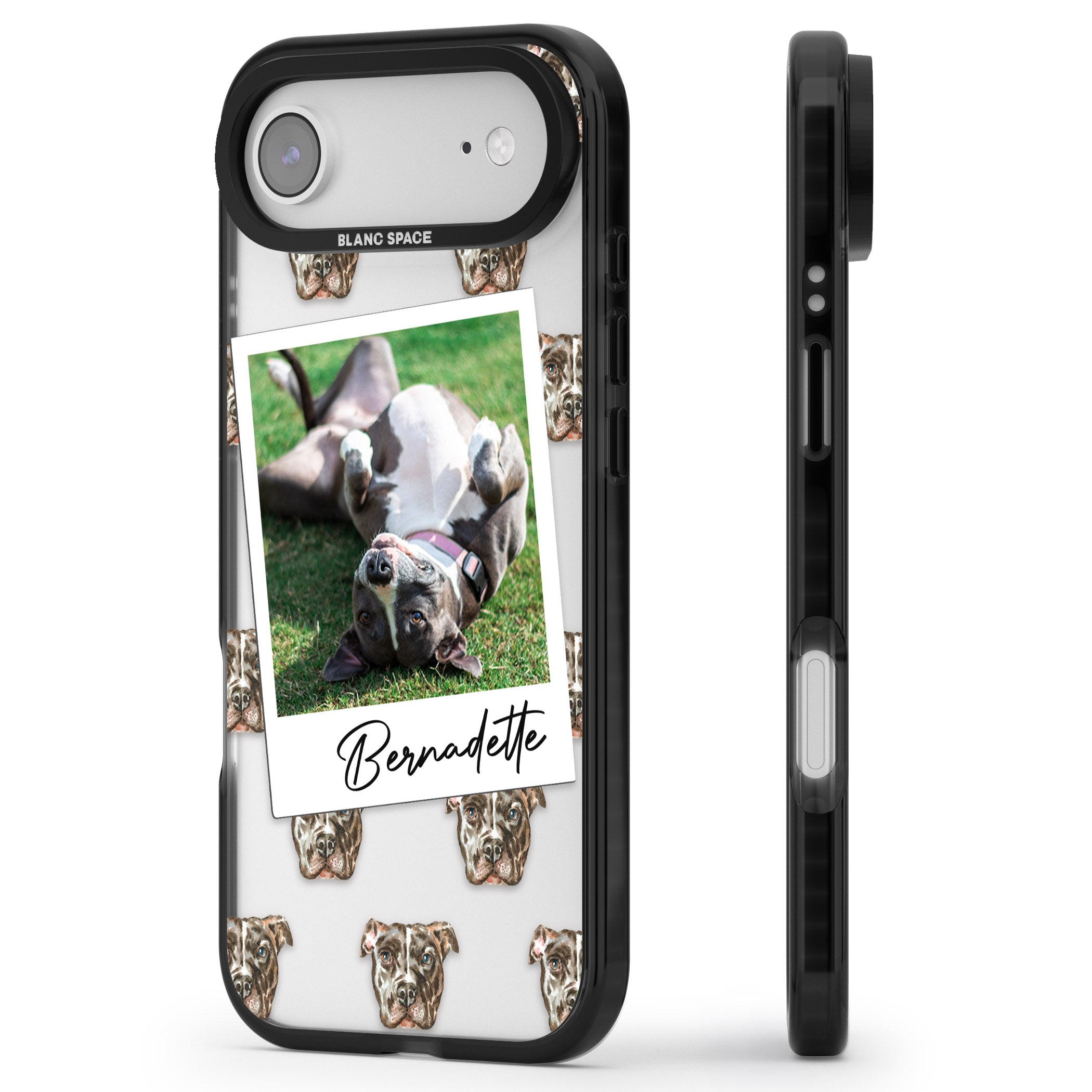 Personalised Staffordshire Bull Terrier Instant Camera Photo iPhone 17 Air Impact Black Phone Case Side Profile