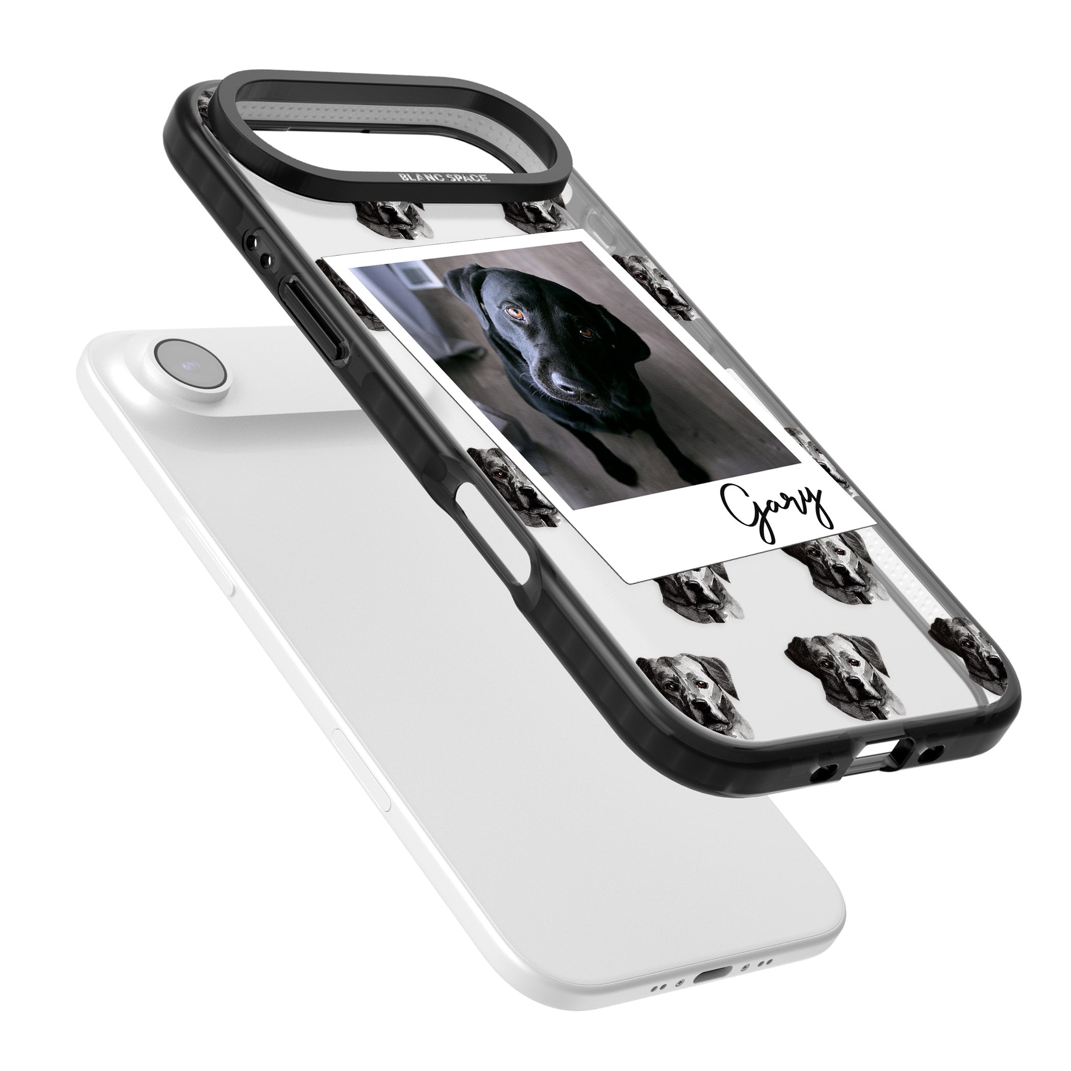 Personalised Black Labrador Instant Camera Photo iPhone 17 Air Impact Black Phone Case Colours