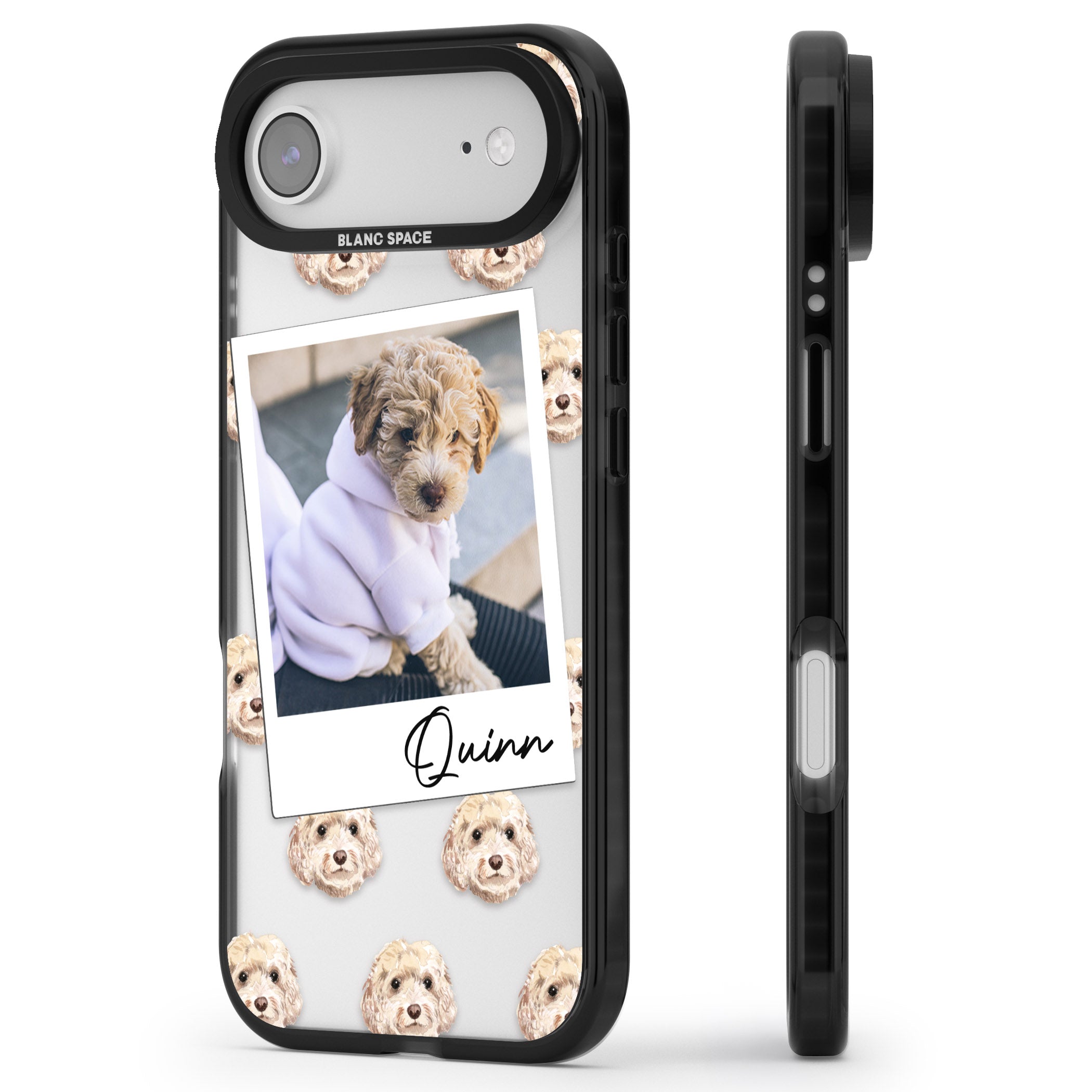 Personalised Cream Cockapoo Instant Camera Photo iPhone 17 Air Impact Black Phone Case Side Profile