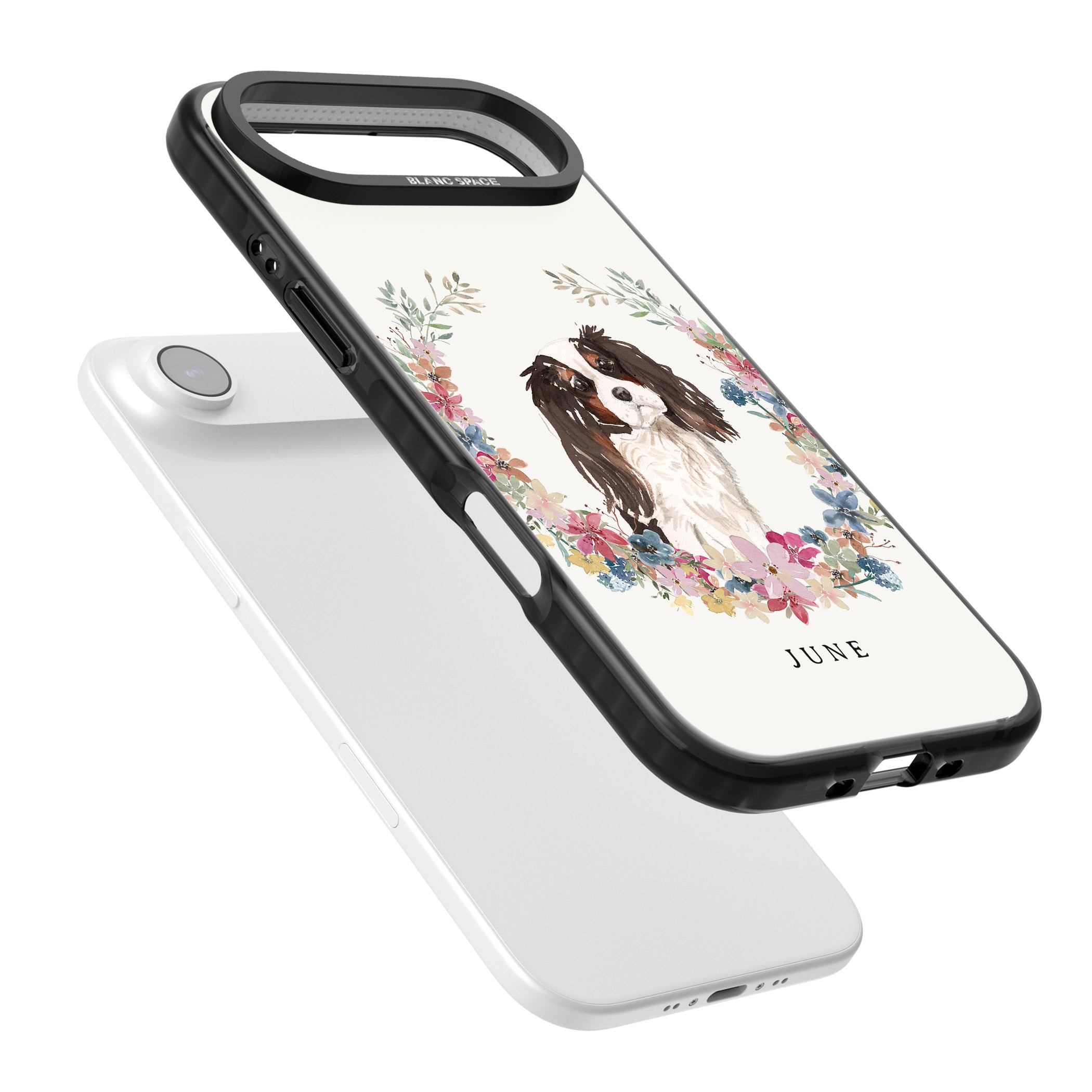 Personalised King Charles Floral Portrait iPhone 17 Air Impact Black Phone Case Colours