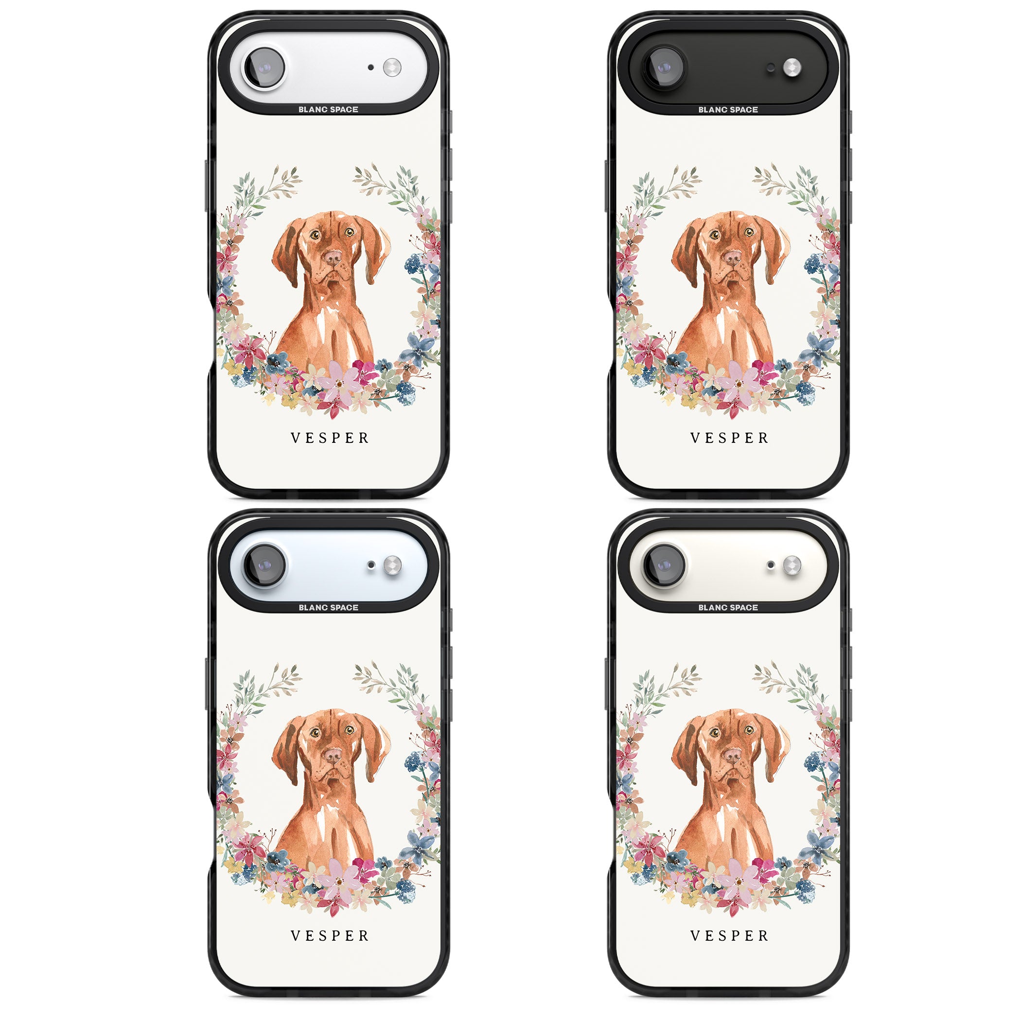 Personalised Hungarian Vizsla Floral Portrait iPhone 17 Air Impact Black Phone Case APT Impact Protection