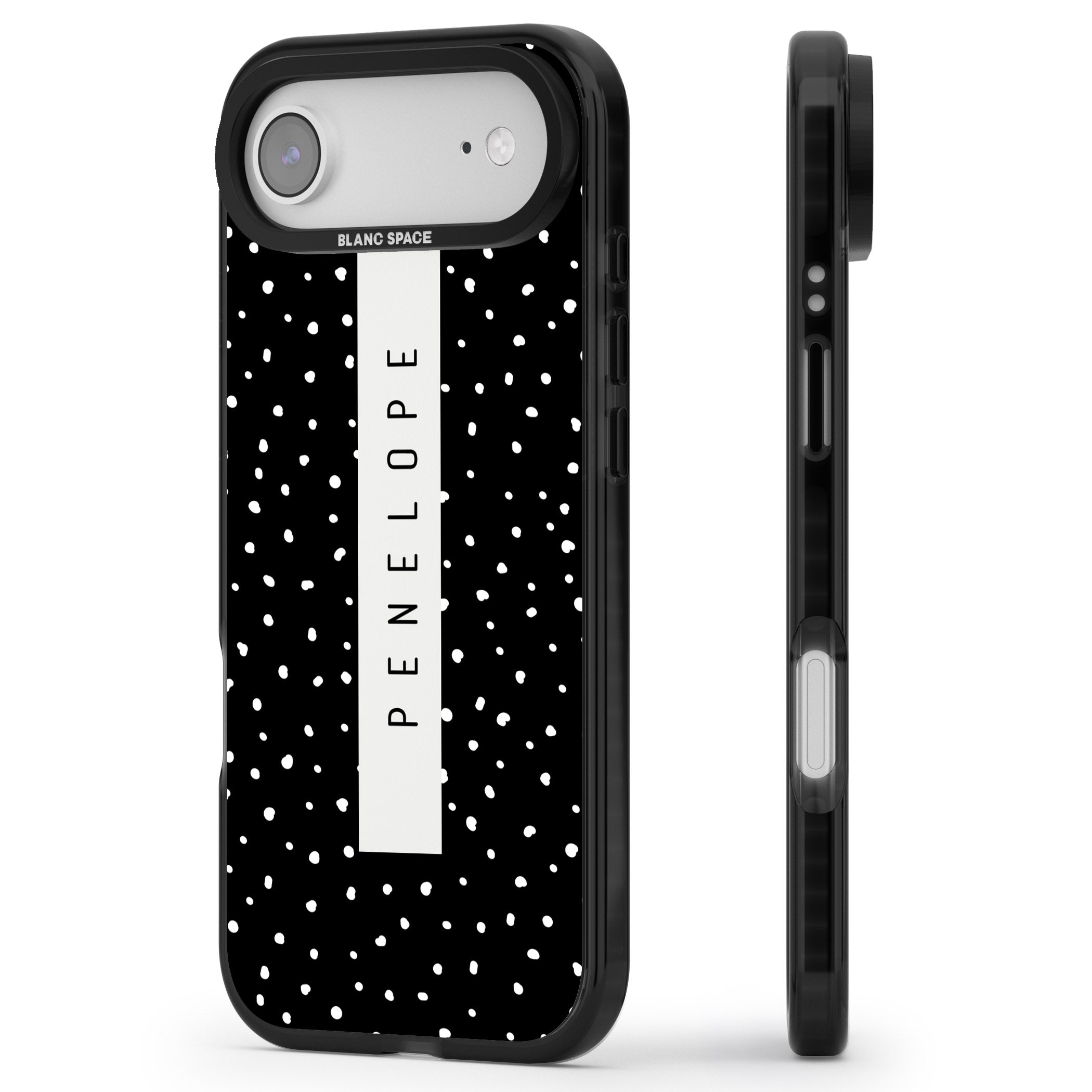 Personalised Black Dots iPhone 17 Air Impact Black Phone Case Side Profile