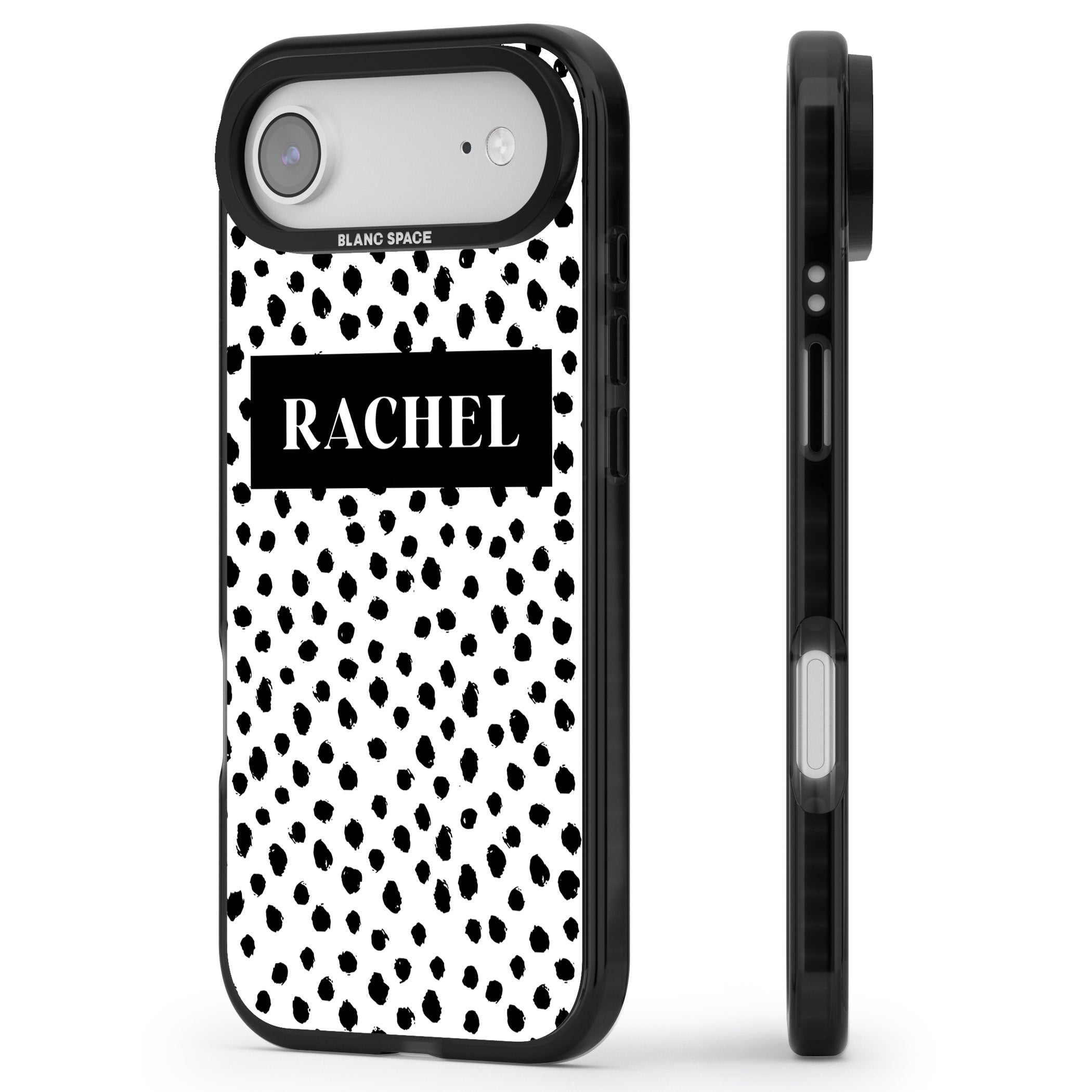 Personalised Black Dots iPhone 17 Air Impact Black Phone Case Side Profile