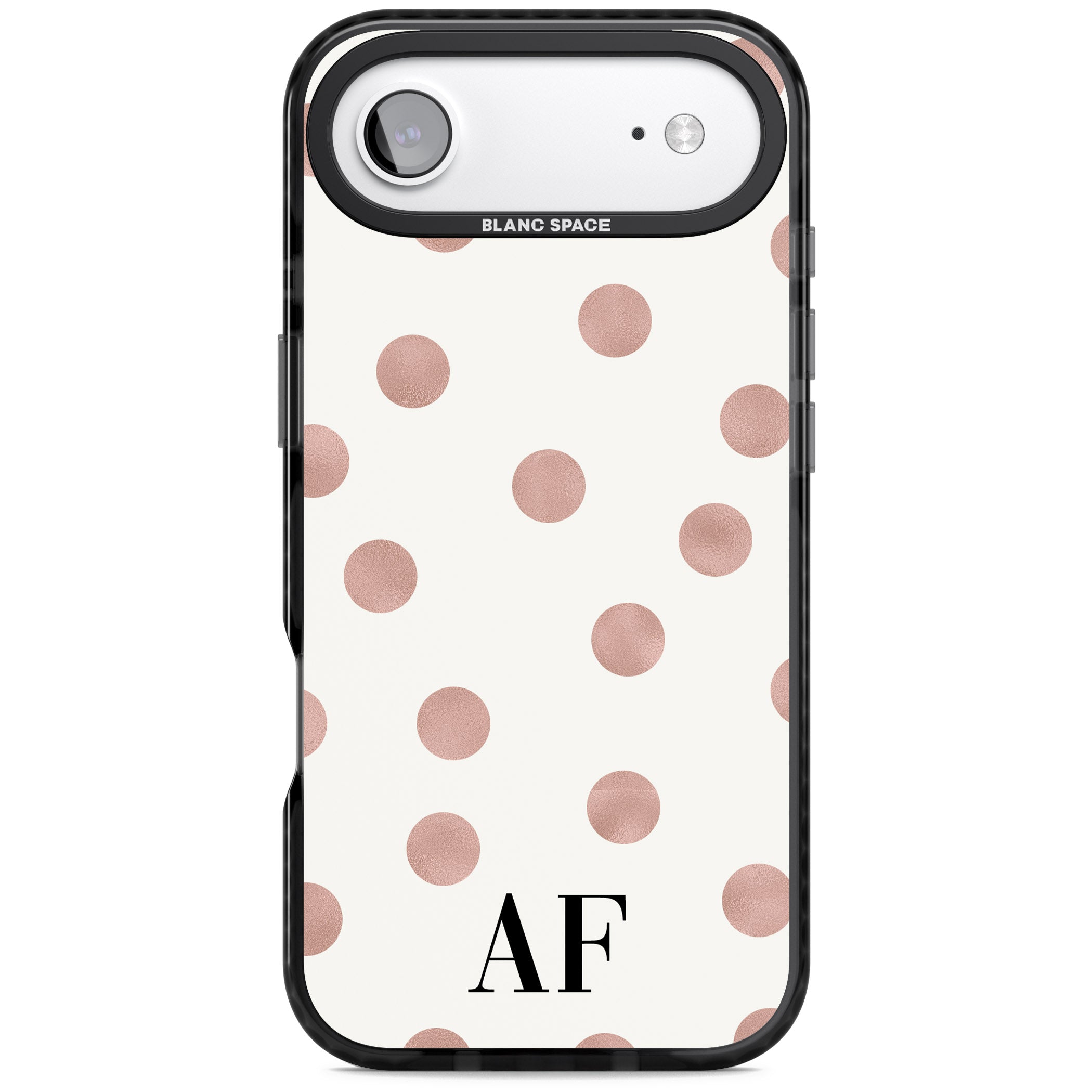 Personalised Rose Gold Dots & Initials iPhone 17 Air Impact Black Phone Case