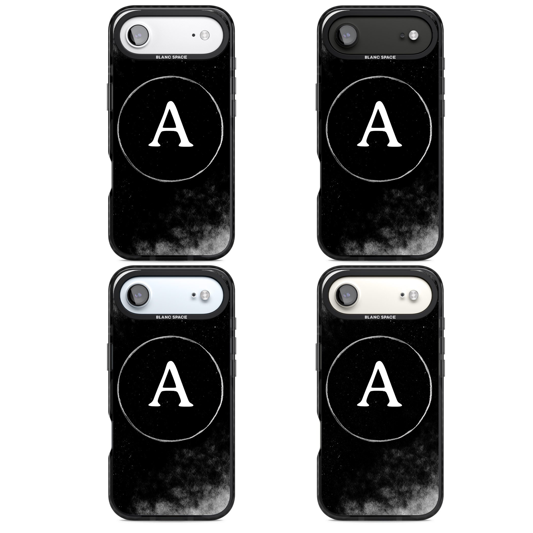 Personalised Monochrome Cosmic Monogram iPhone 17 Air Impact Black Phone Case APT Impact Protection