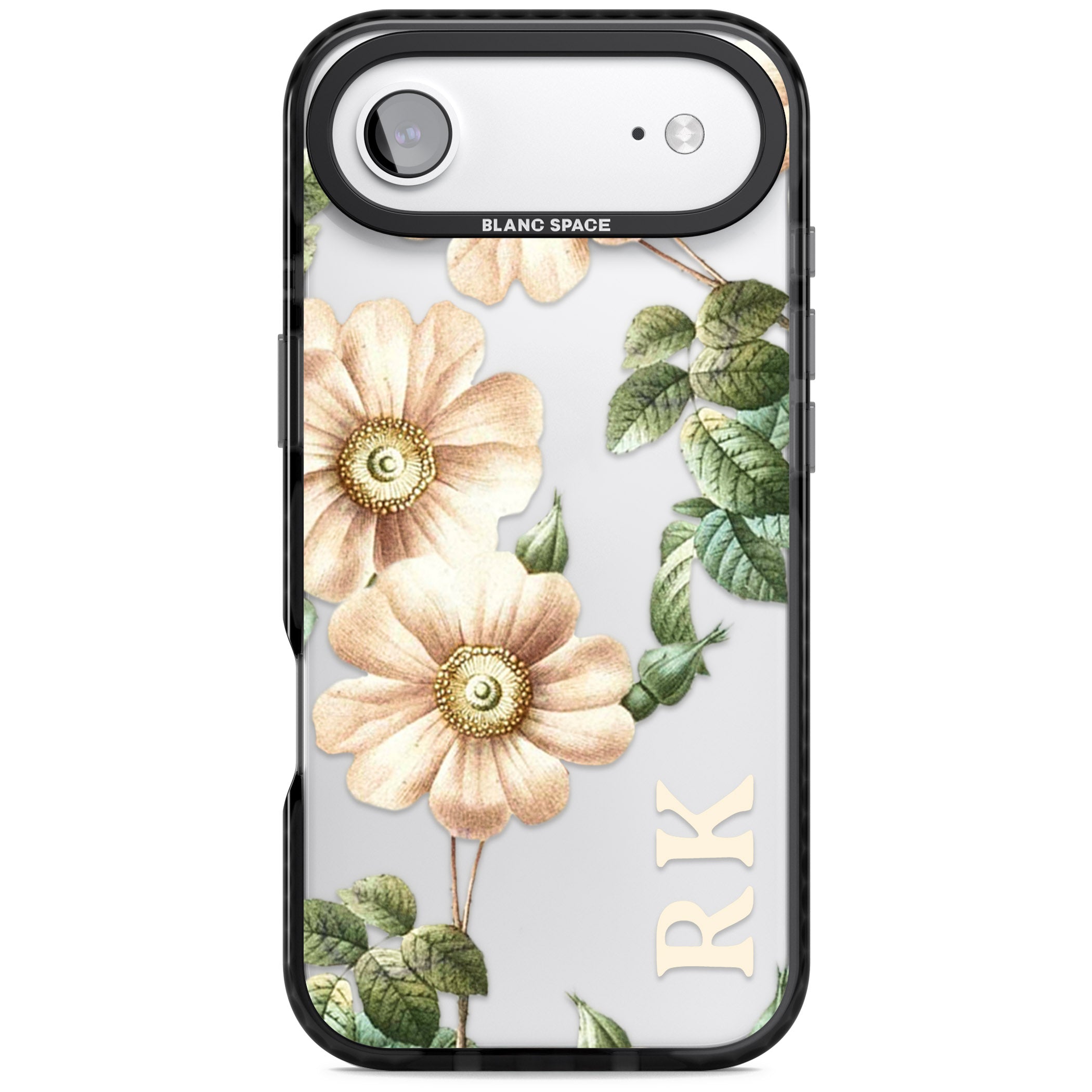 Personalised Vintage Floral Anemone iPhone 17 Air Impact Black Phone Case