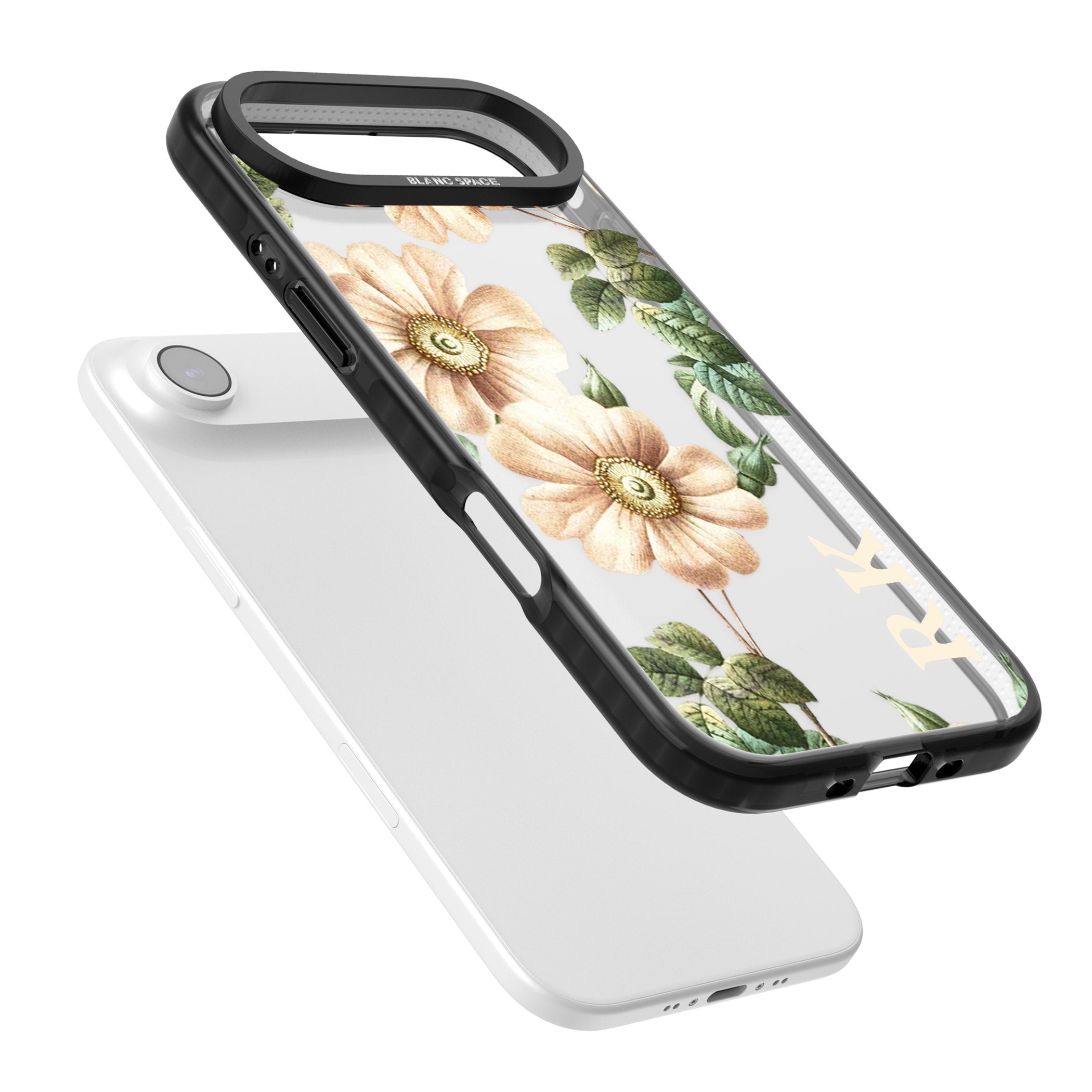 Personalised Vintage Floral Anemone iPhone 17 Air Impact Black Phone Case Colours