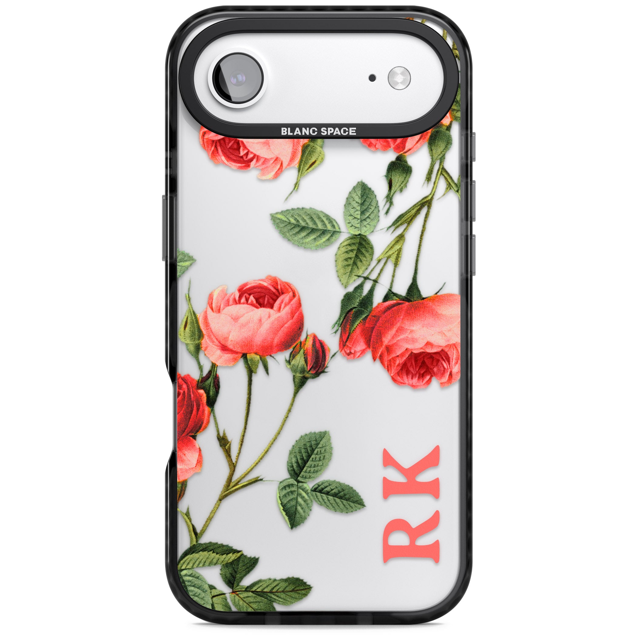 Personalised Vintage Floral Rose iPhone 17 Air Impact Black Phone Case