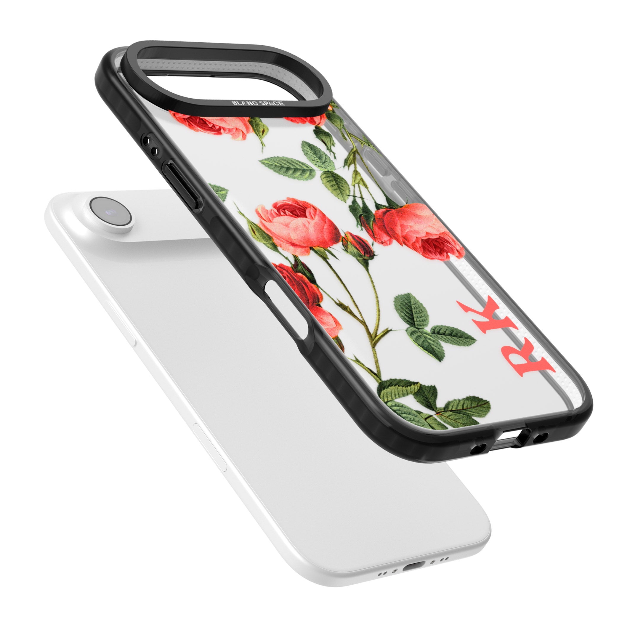 Personalised Vintage Floral Rose iPhone 17 Air Impact Black Phone Case Colours