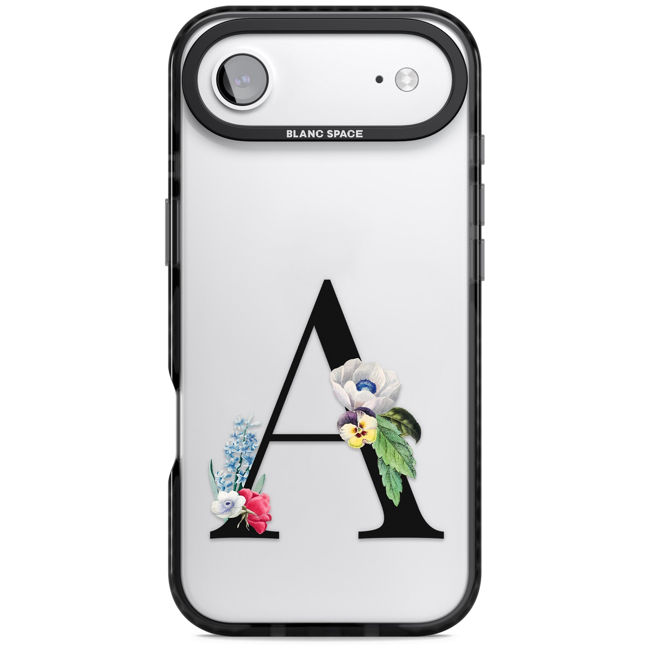 Personalised Floral Initial iPhone 17 Air Impact Black Phone Case