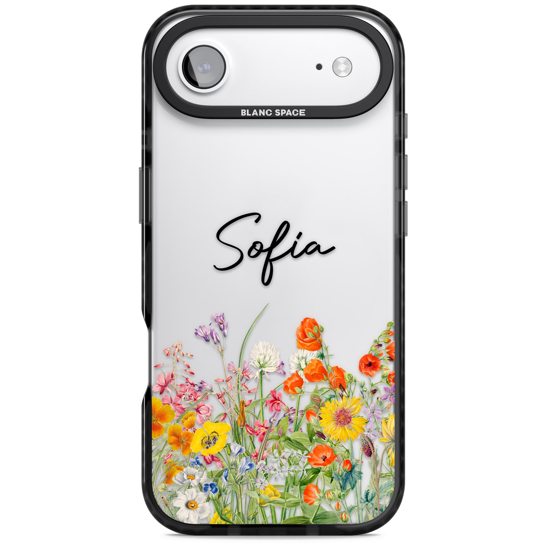 Personalised Summer Wildflowers iPhone 17 Air Impact Black Phone Case